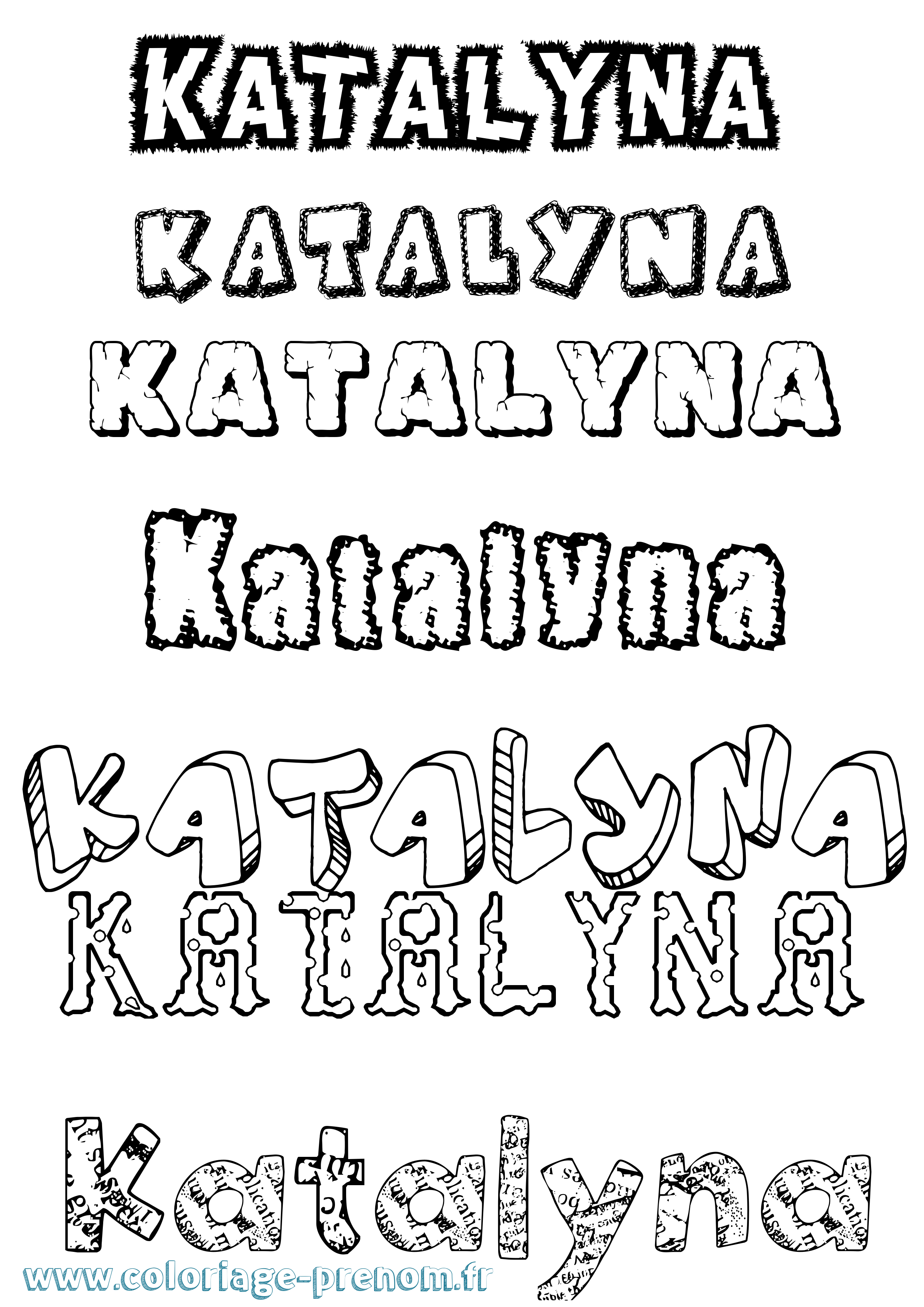 Coloriage prénom Katalyna Destructuré