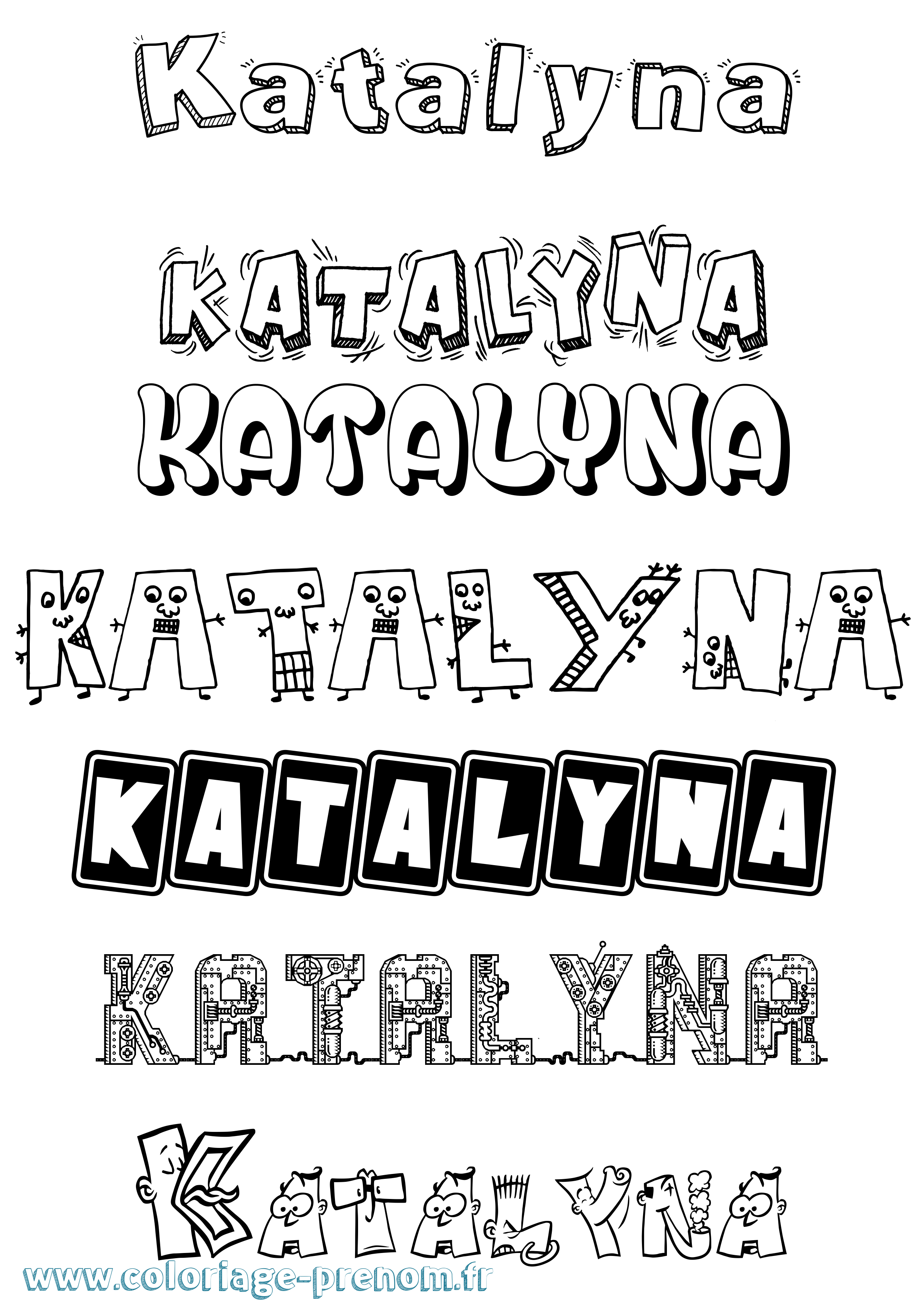 Coloriage prénom Katalyna Fun