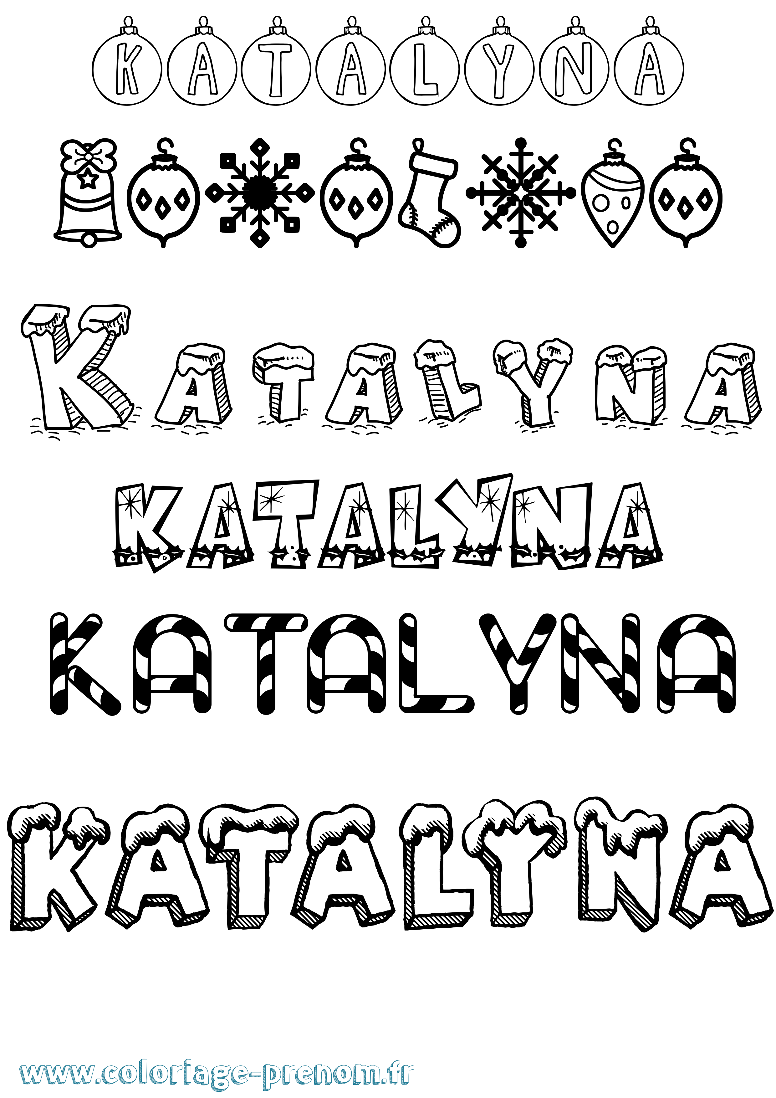 Coloriage prénom Katalyna Noël