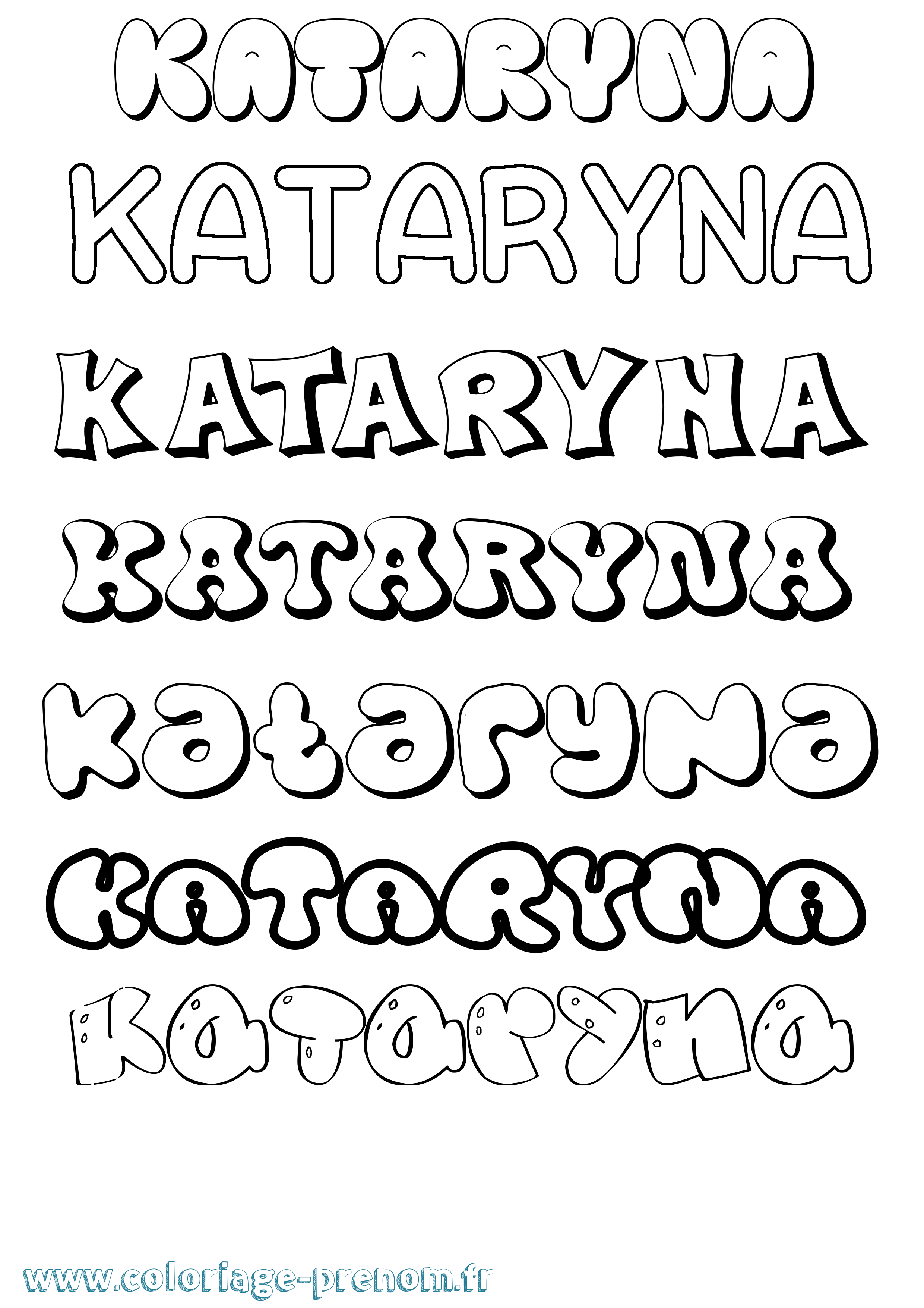 Coloriage prénom Kataryna Bubble