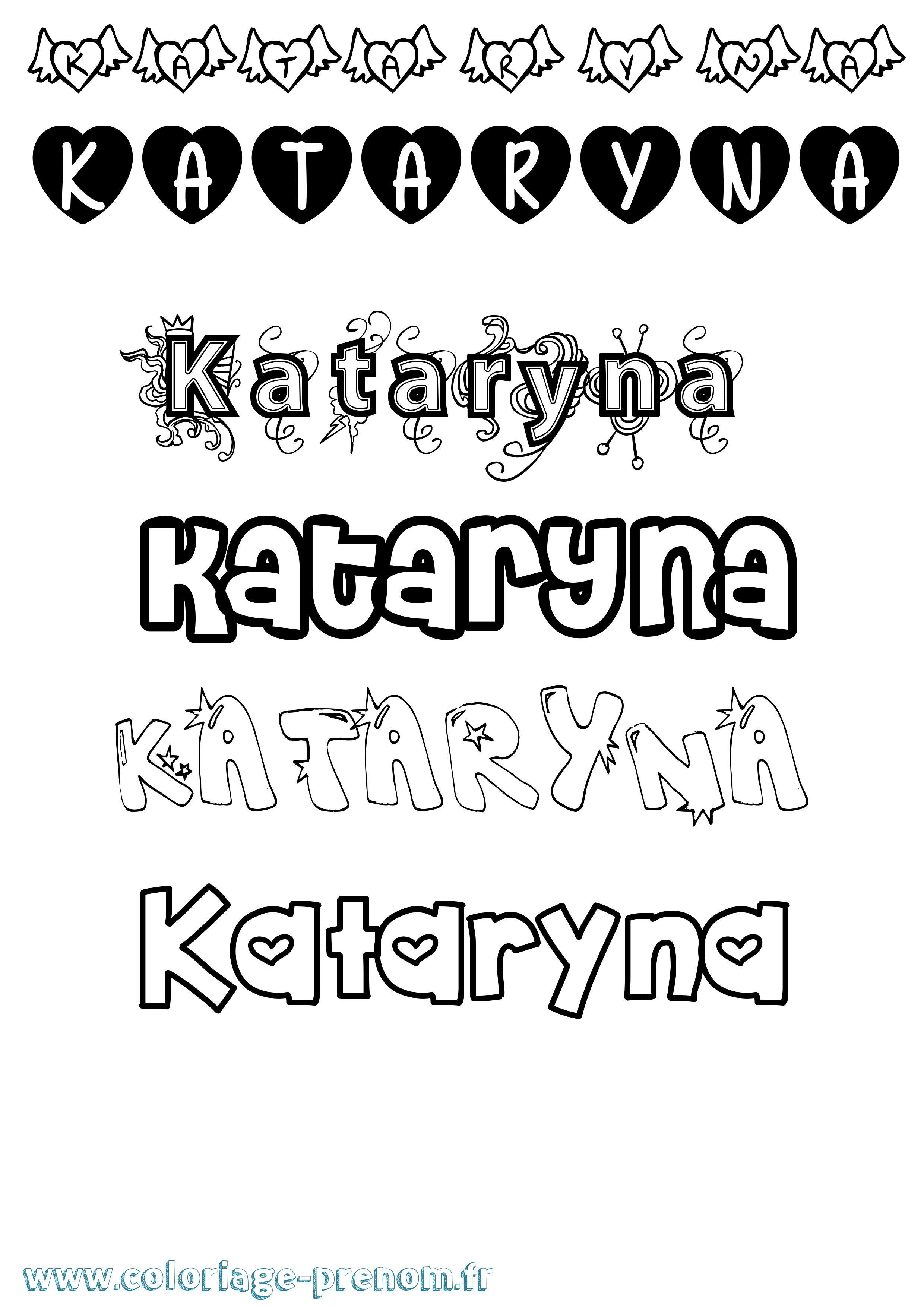 Coloriage prénom Kataryna Girly
