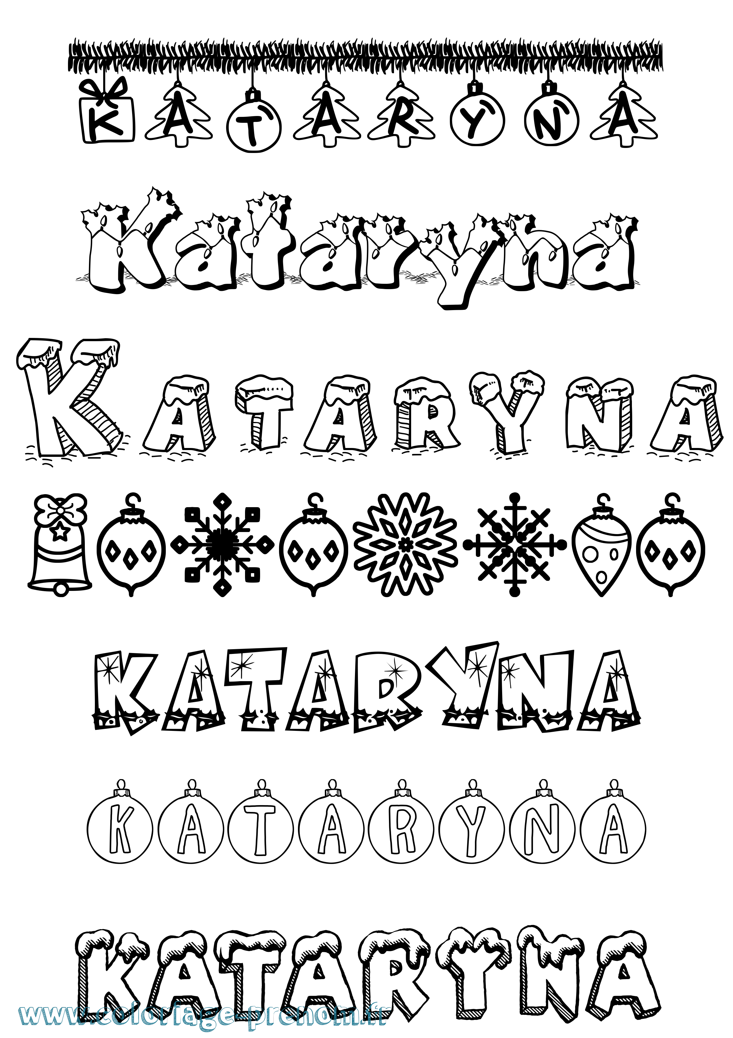 Coloriage prénom Kataryna Noël
