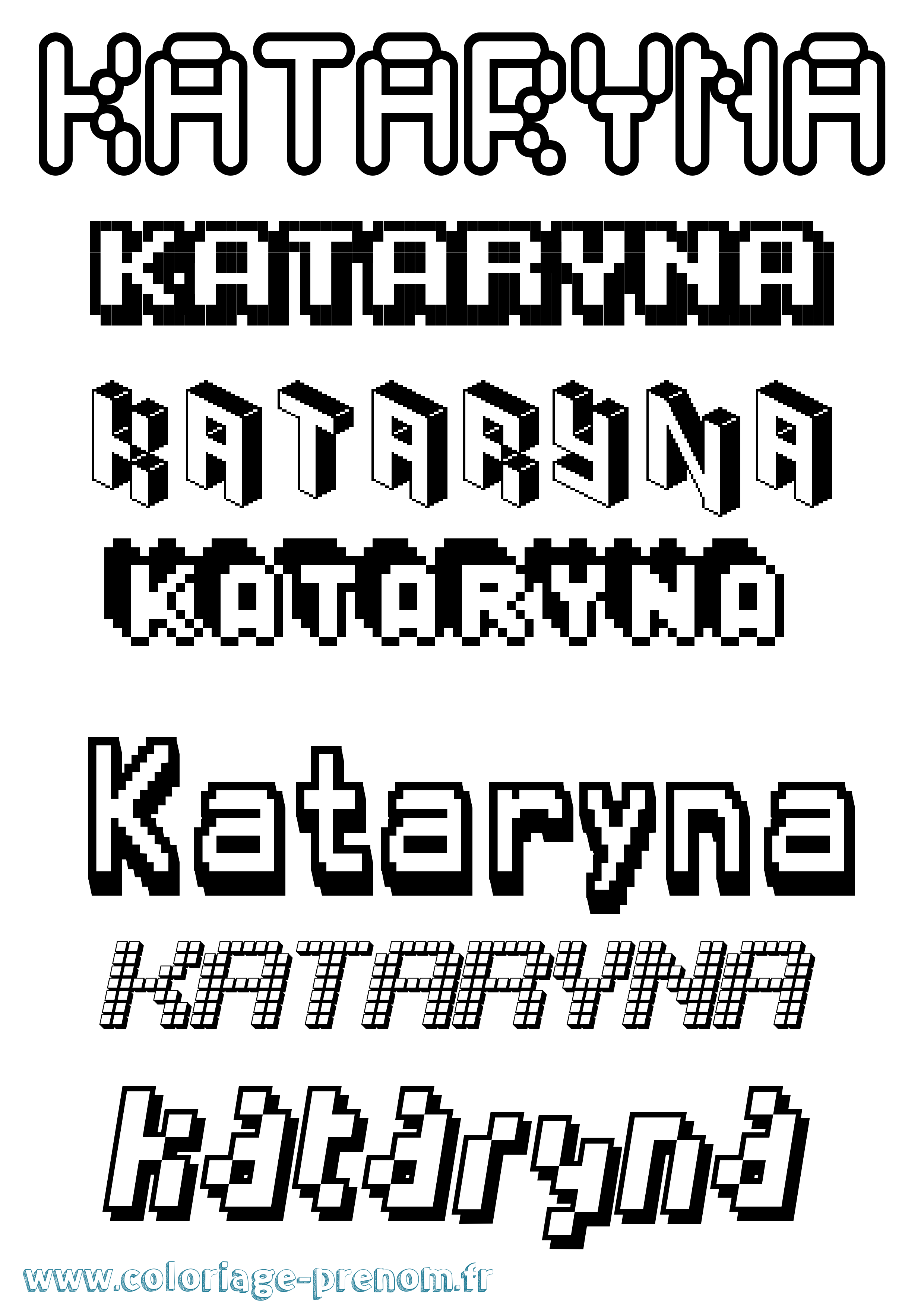 Coloriage prénom Kataryna Pixel