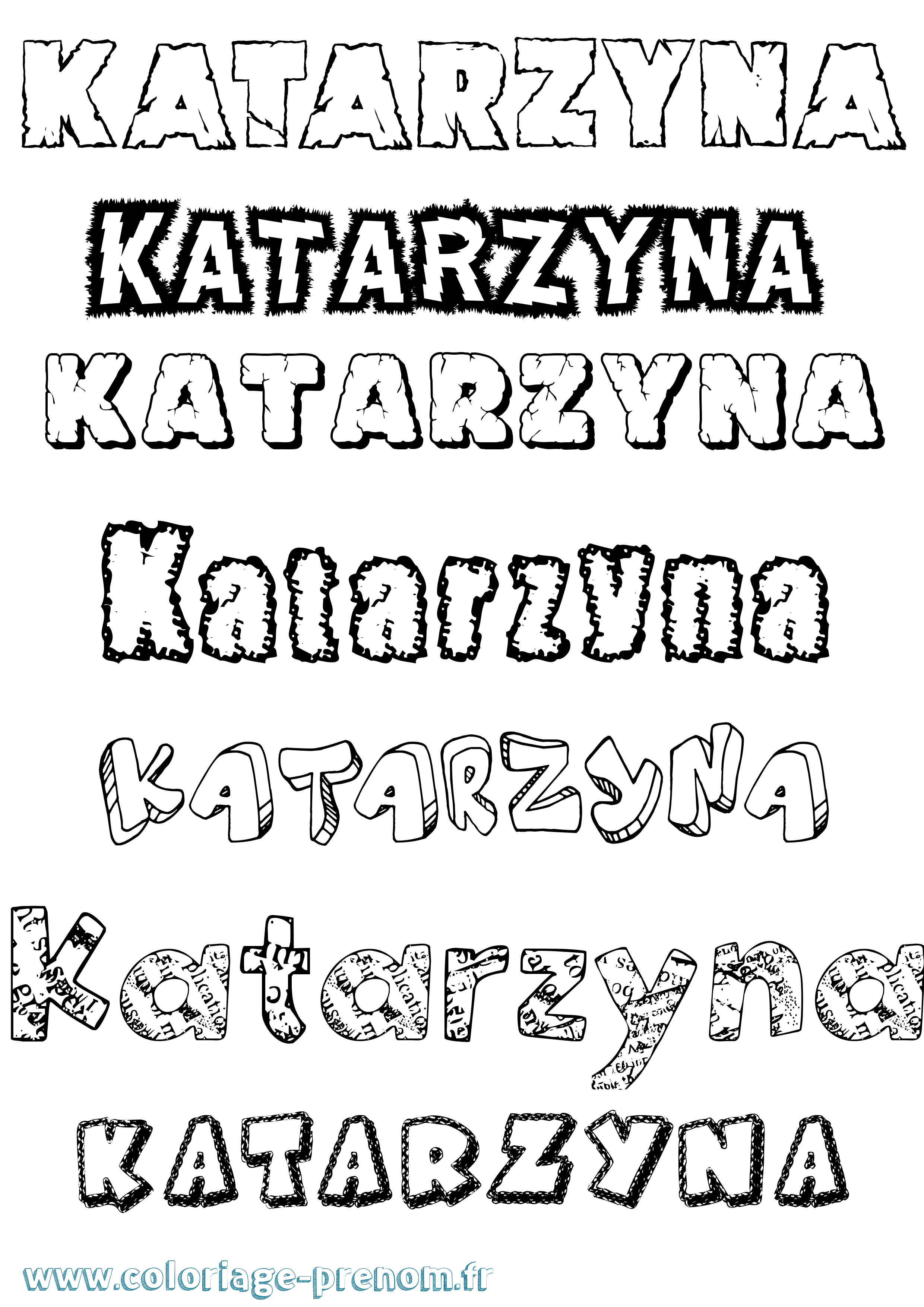 Coloriage prénom Katarzyna Destructuré