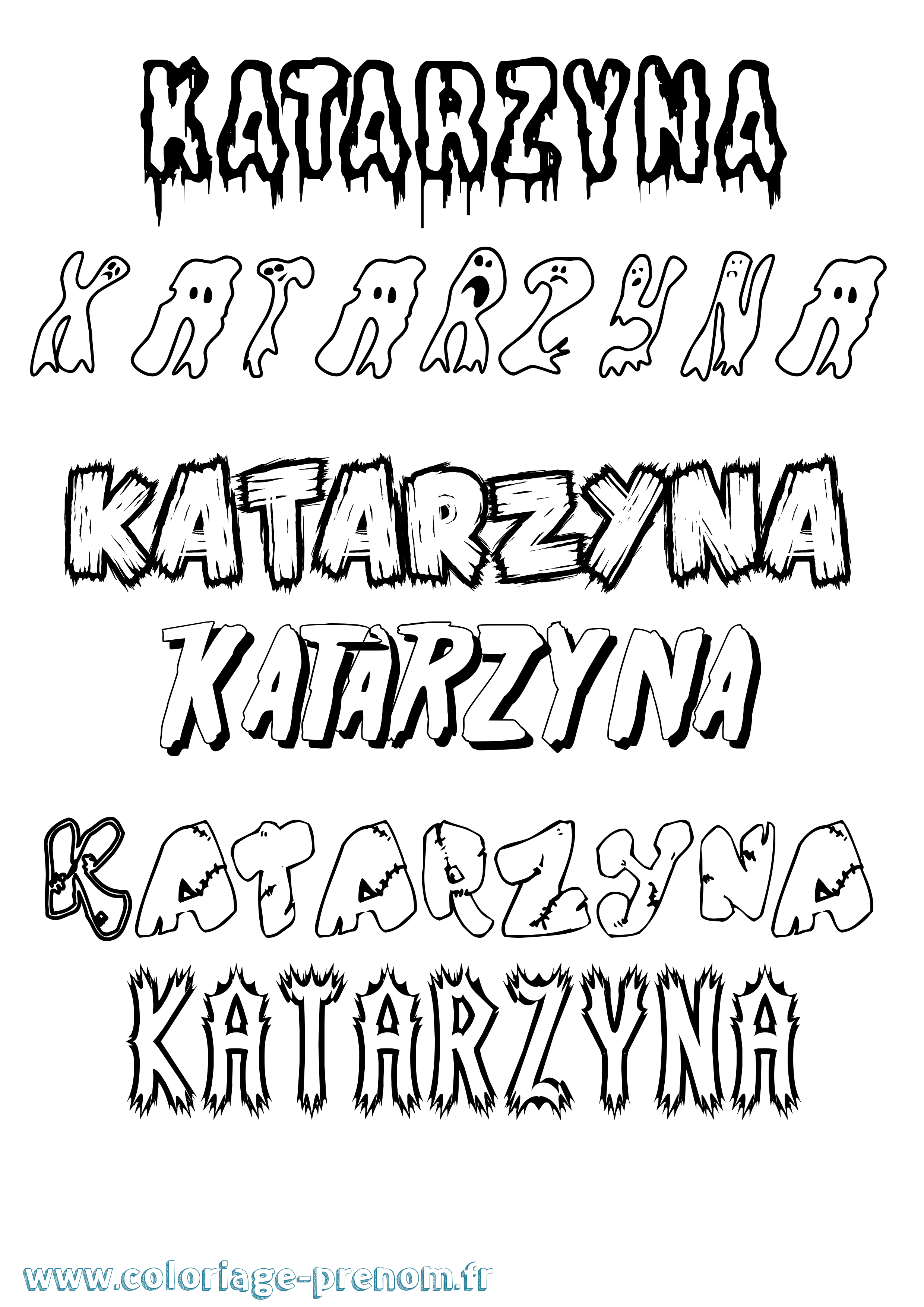 Coloriage prénom Katarzyna Frisson