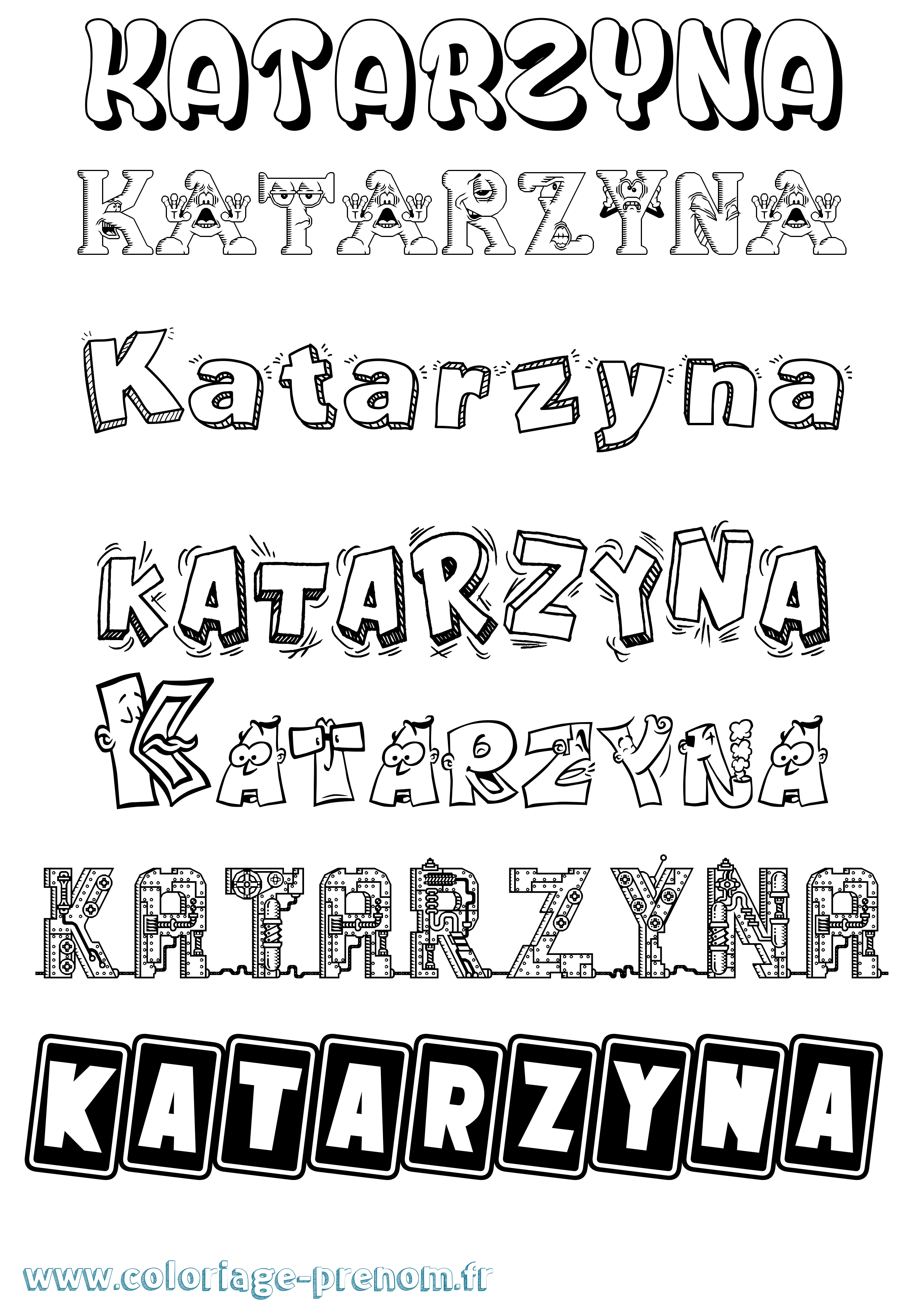 Coloriage prénom Katarzyna Fun
