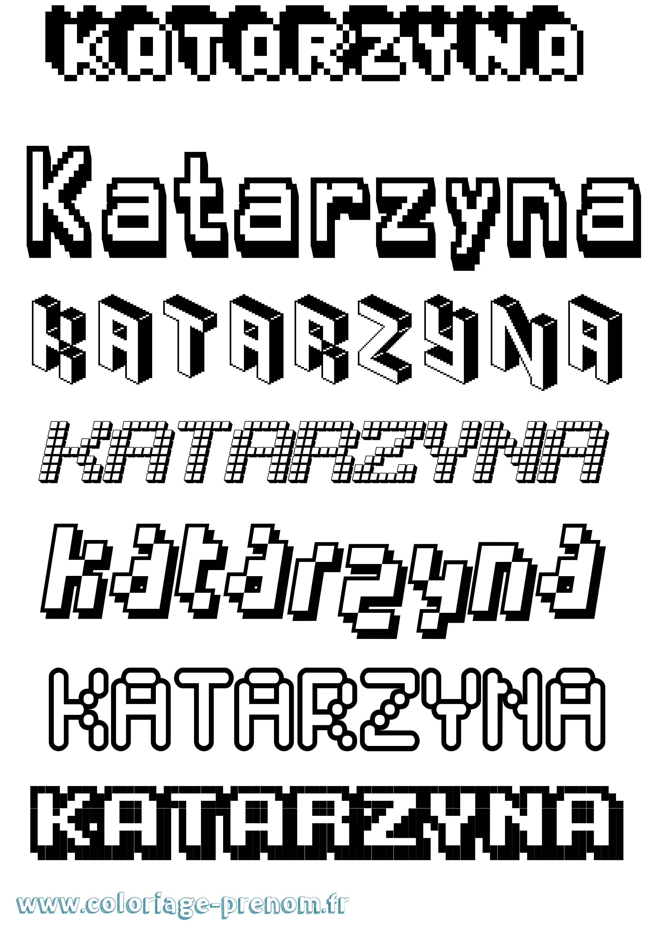 Coloriage prénom Katarzyna Pixel