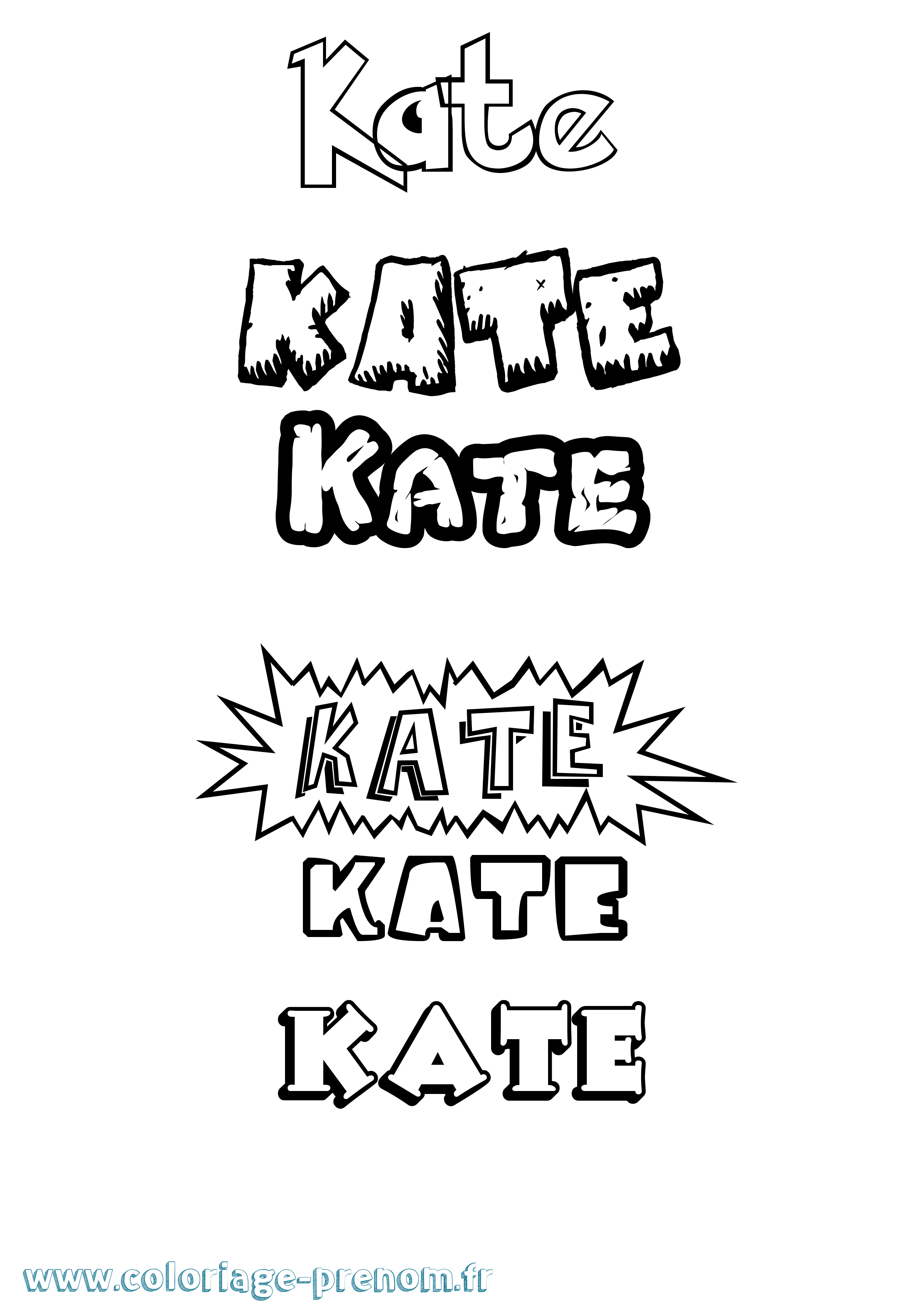 Coloriage Kate Coloriage prénom Kate