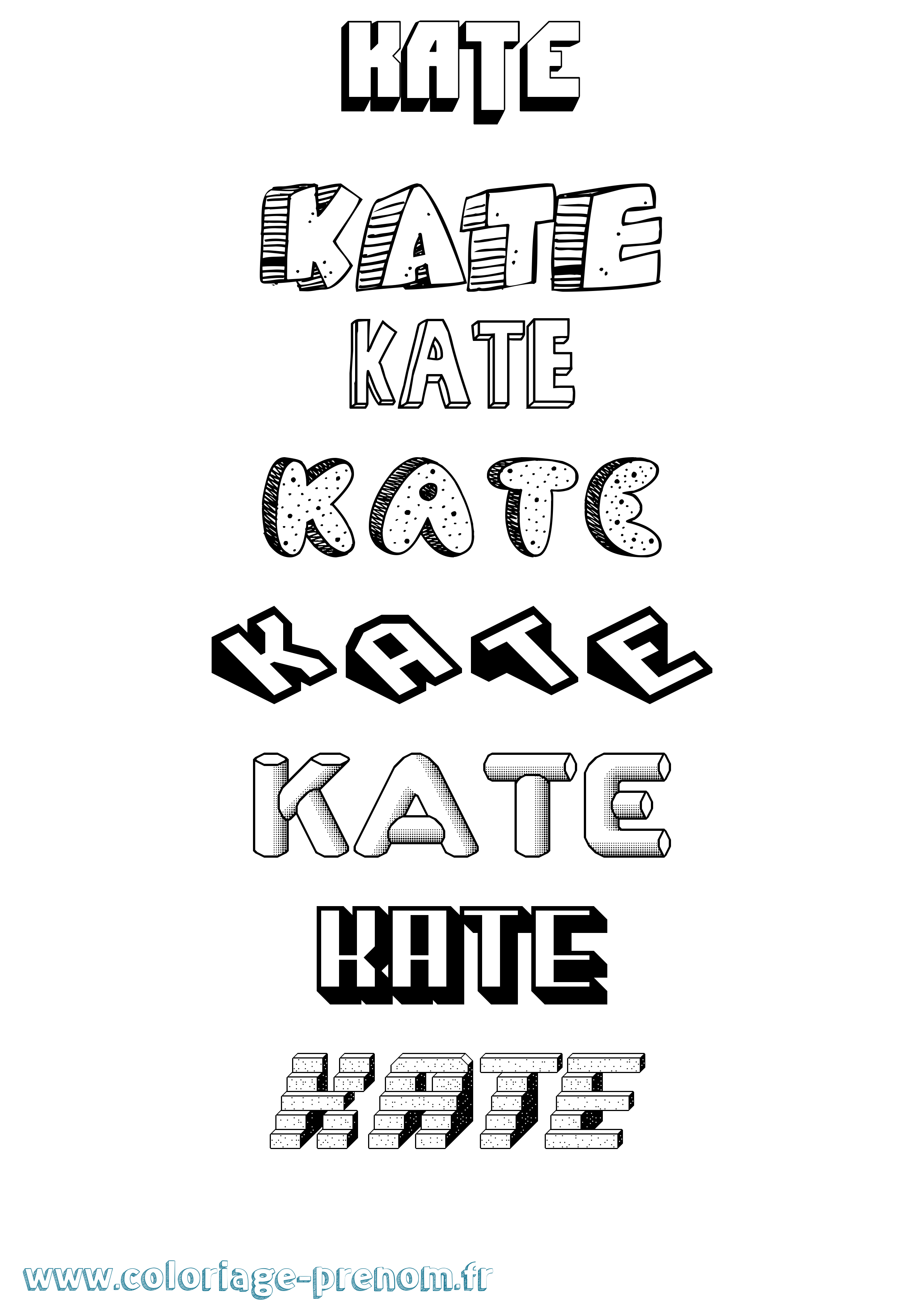 Coloriage Kate Coloriage prénom Kate