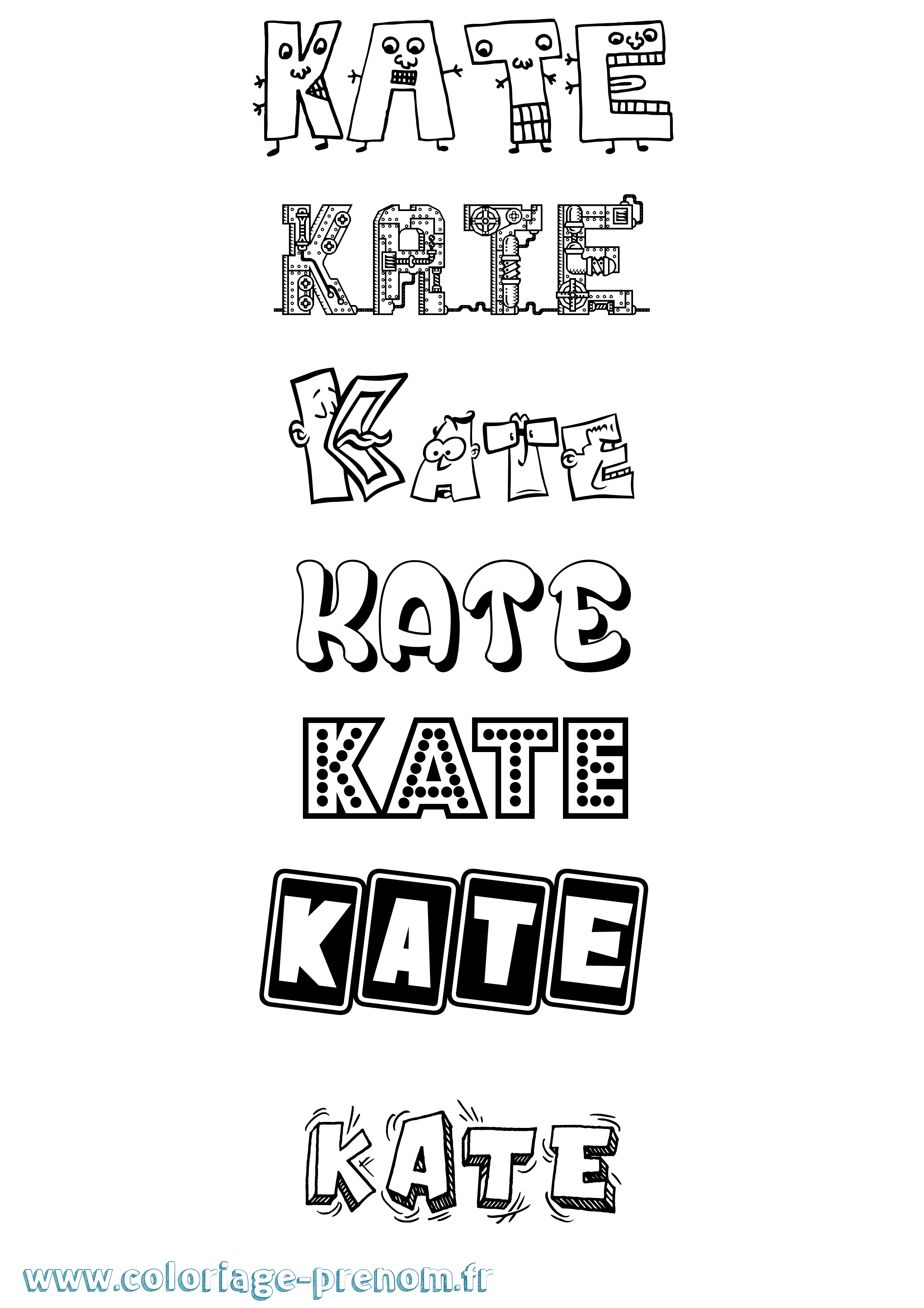 Coloriage Kate Coloriage prénom Kate