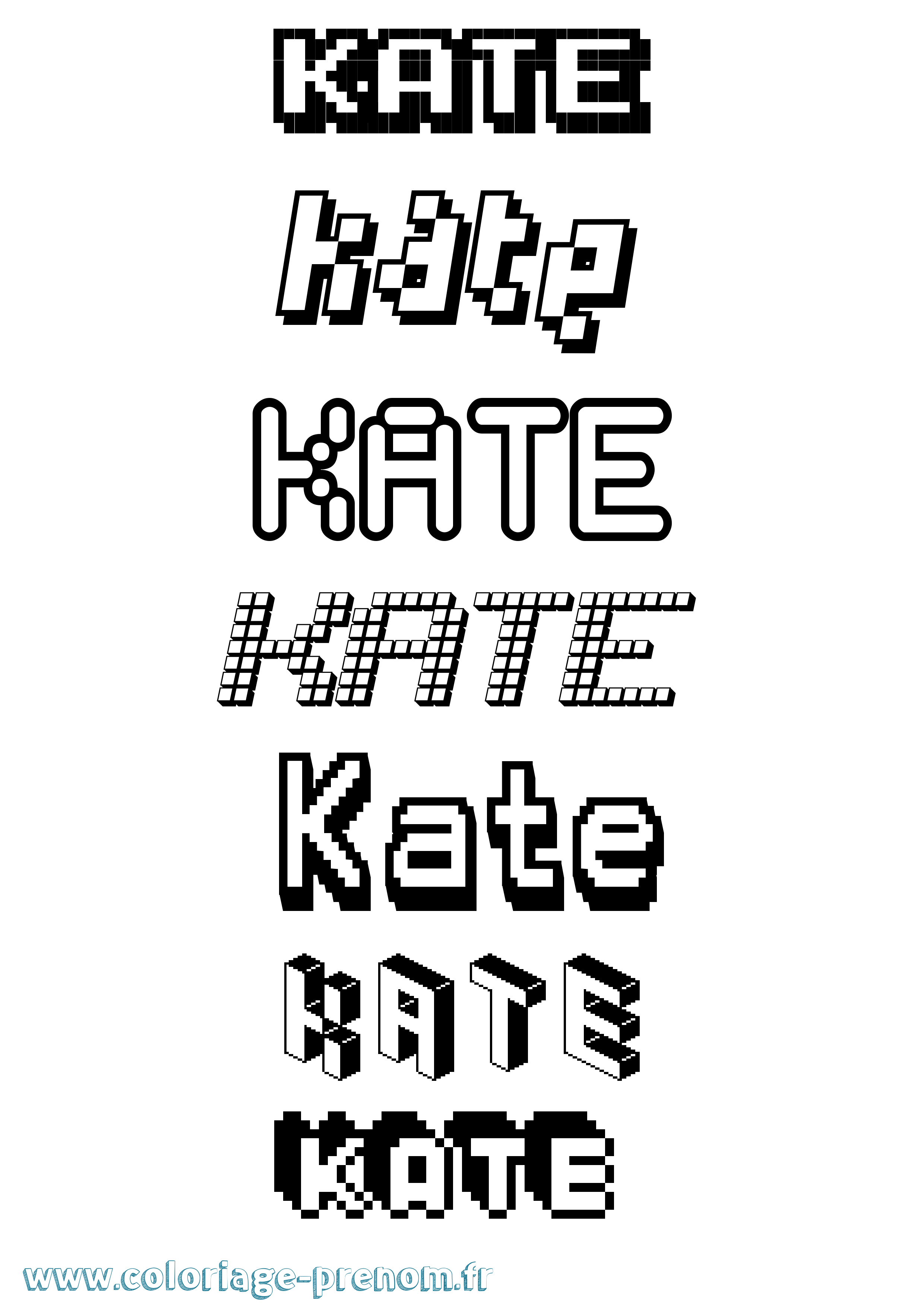 Coloriage Kate Coloriage prénom Kate