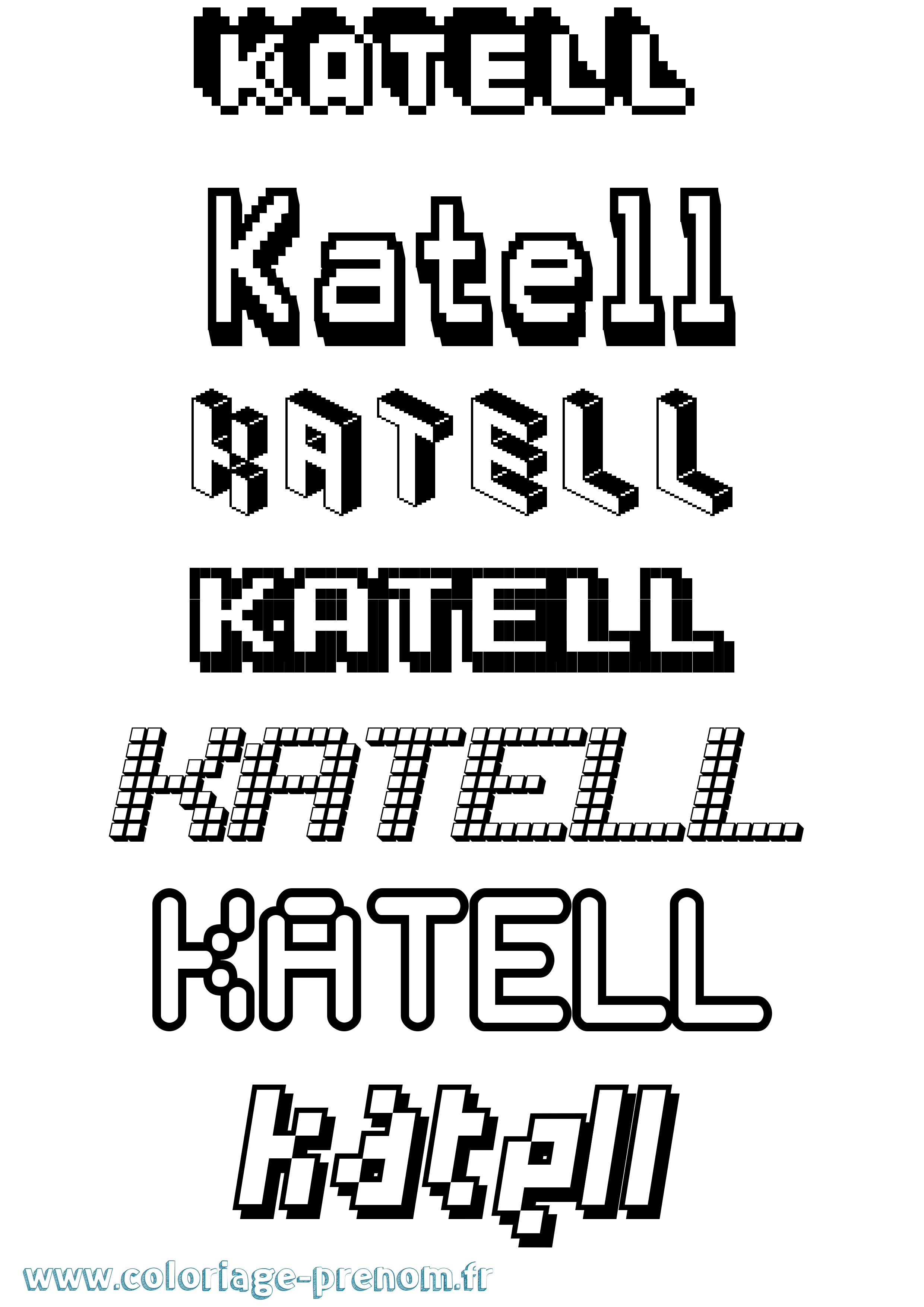 Coloriage prénom Katell Pixel