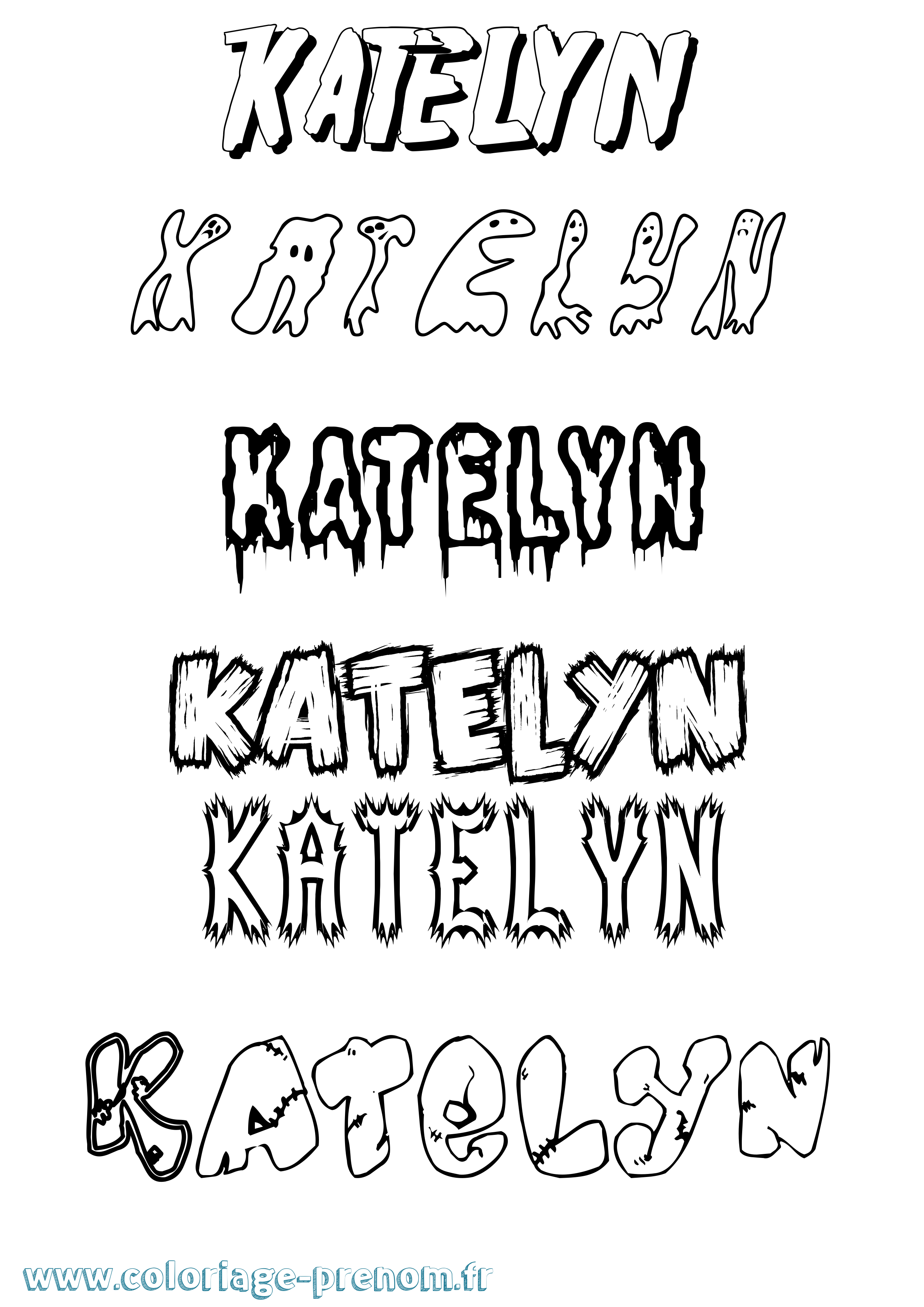Coloriage prénom Katelyn Frisson