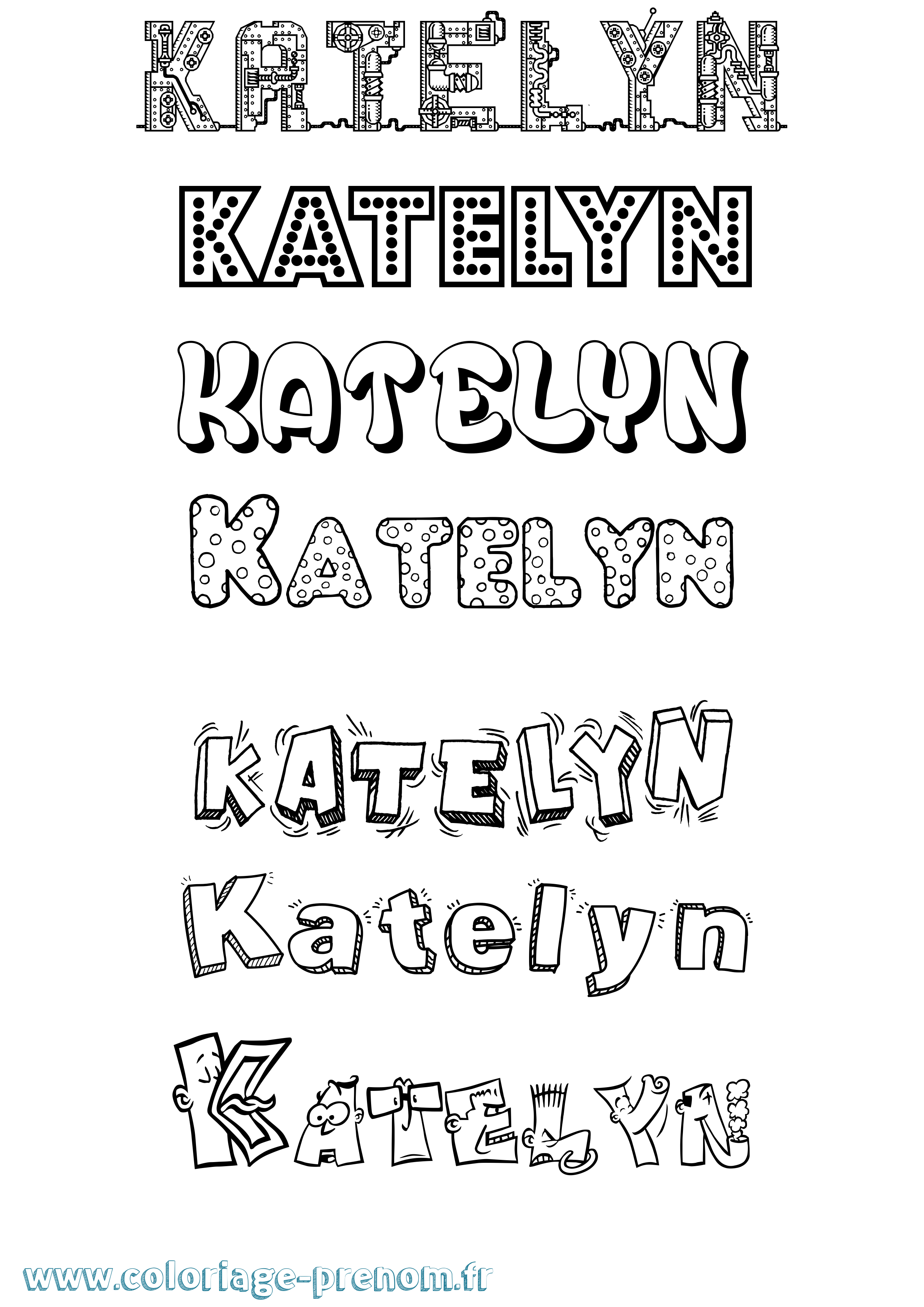 Coloriage prénom Katelyn Fun