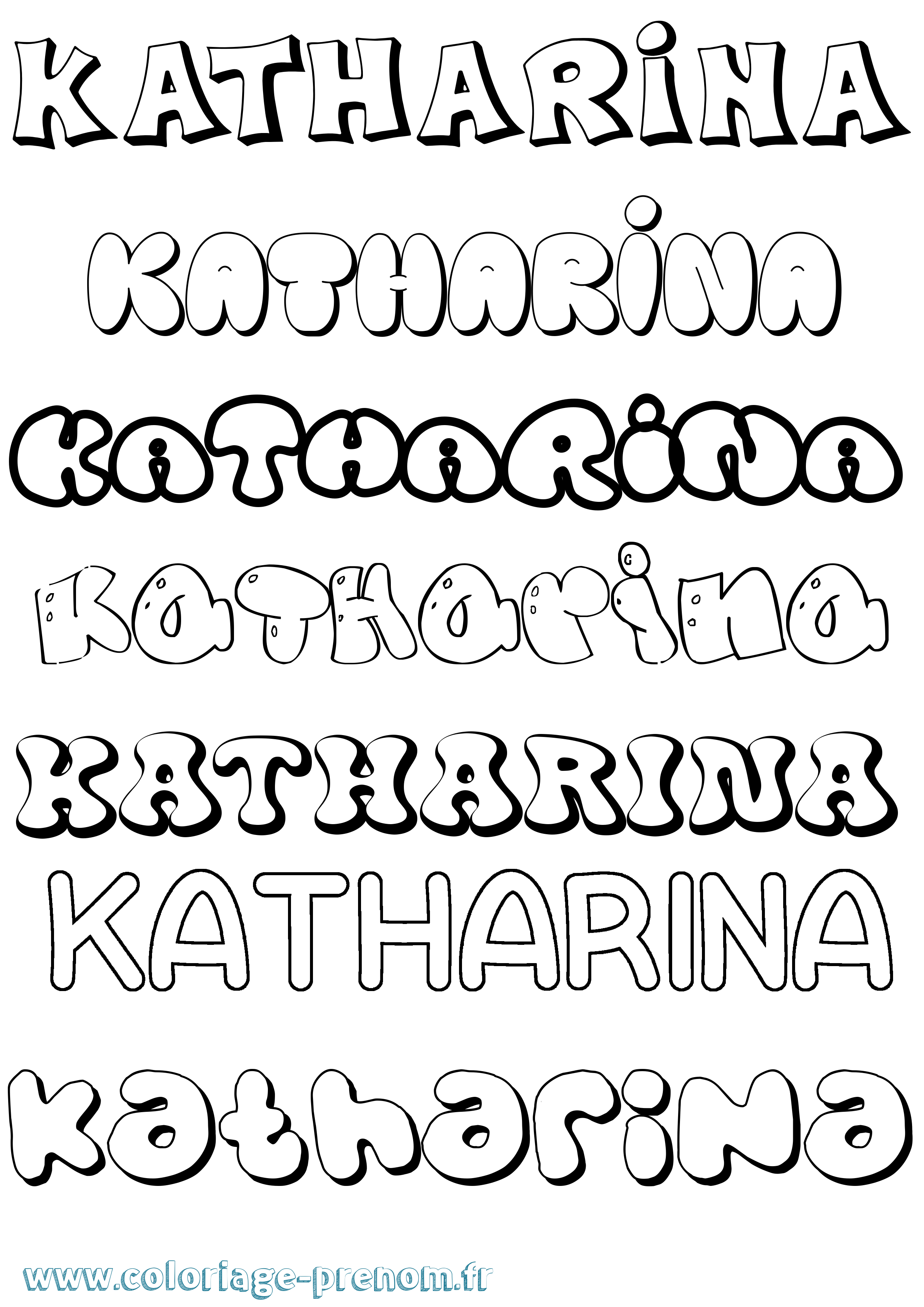 Coloriage prénom Katharina Bubble