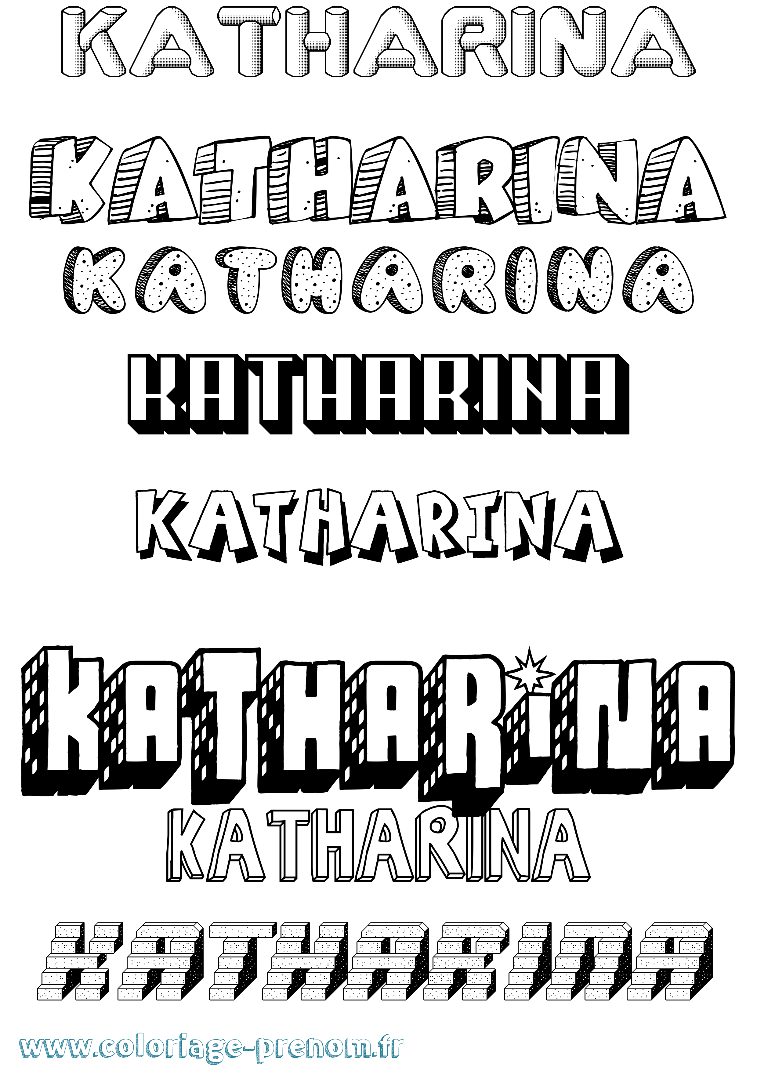 Coloriage prénom Katharina Effet 3D