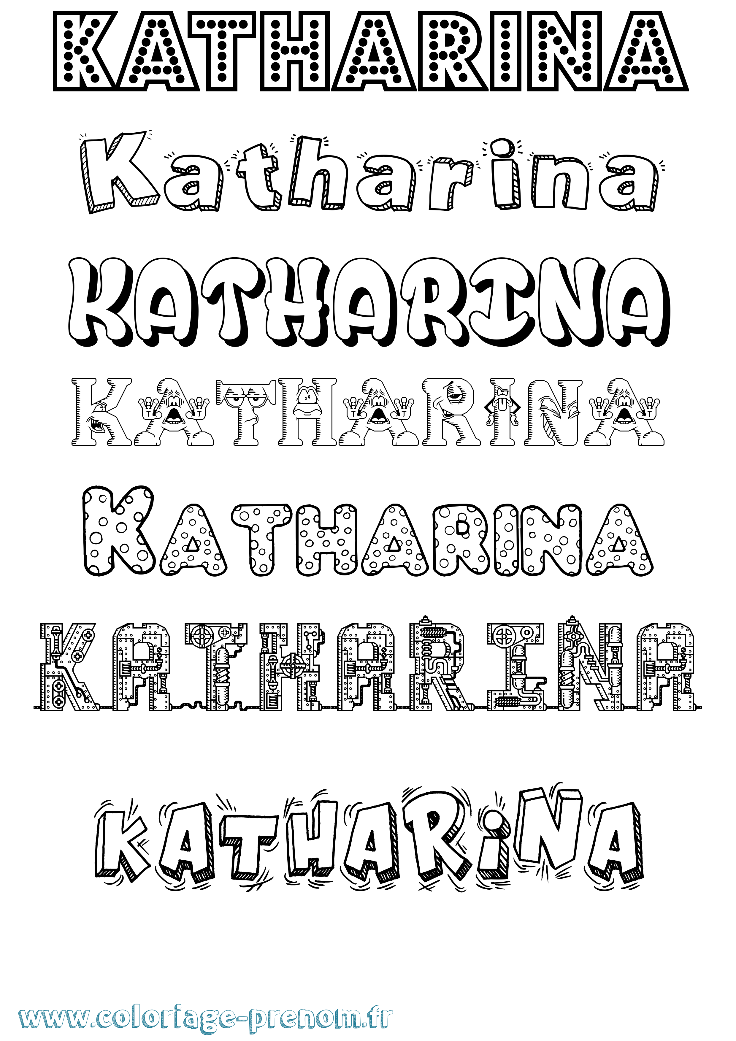 Coloriage prénom Katharina Fun