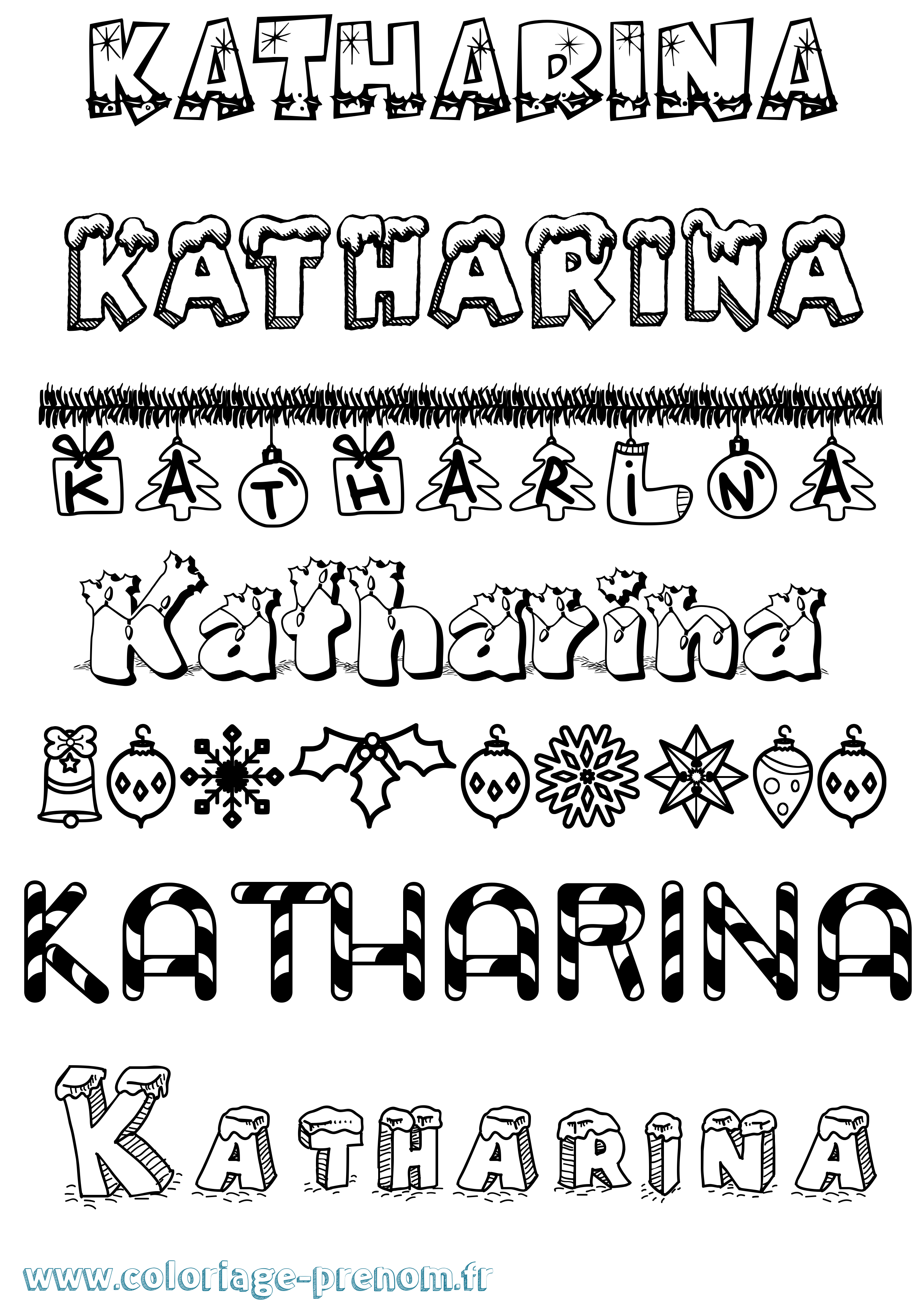 Coloriage prénom Katharina Noël