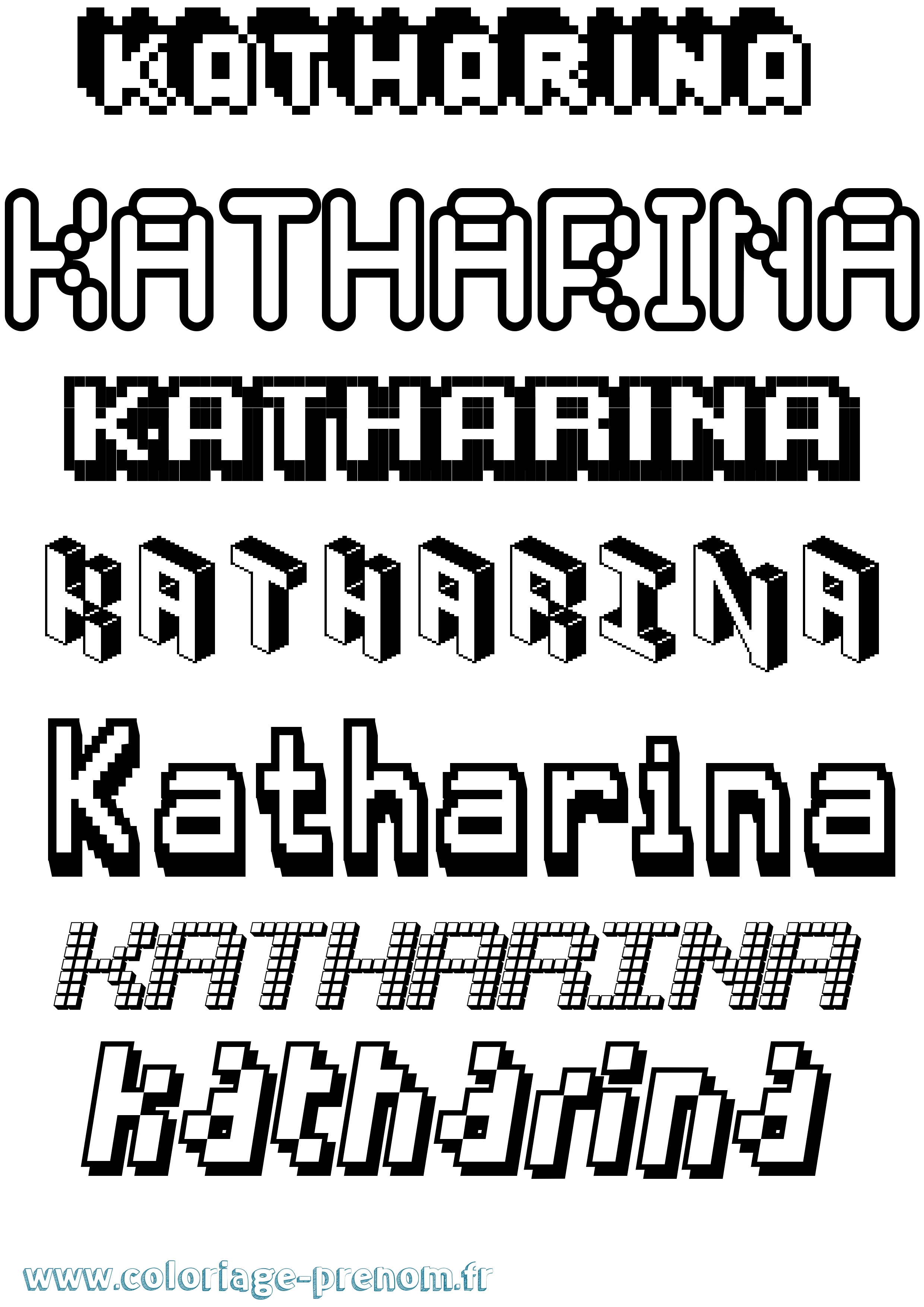 Coloriage prénom Katharina Pixel