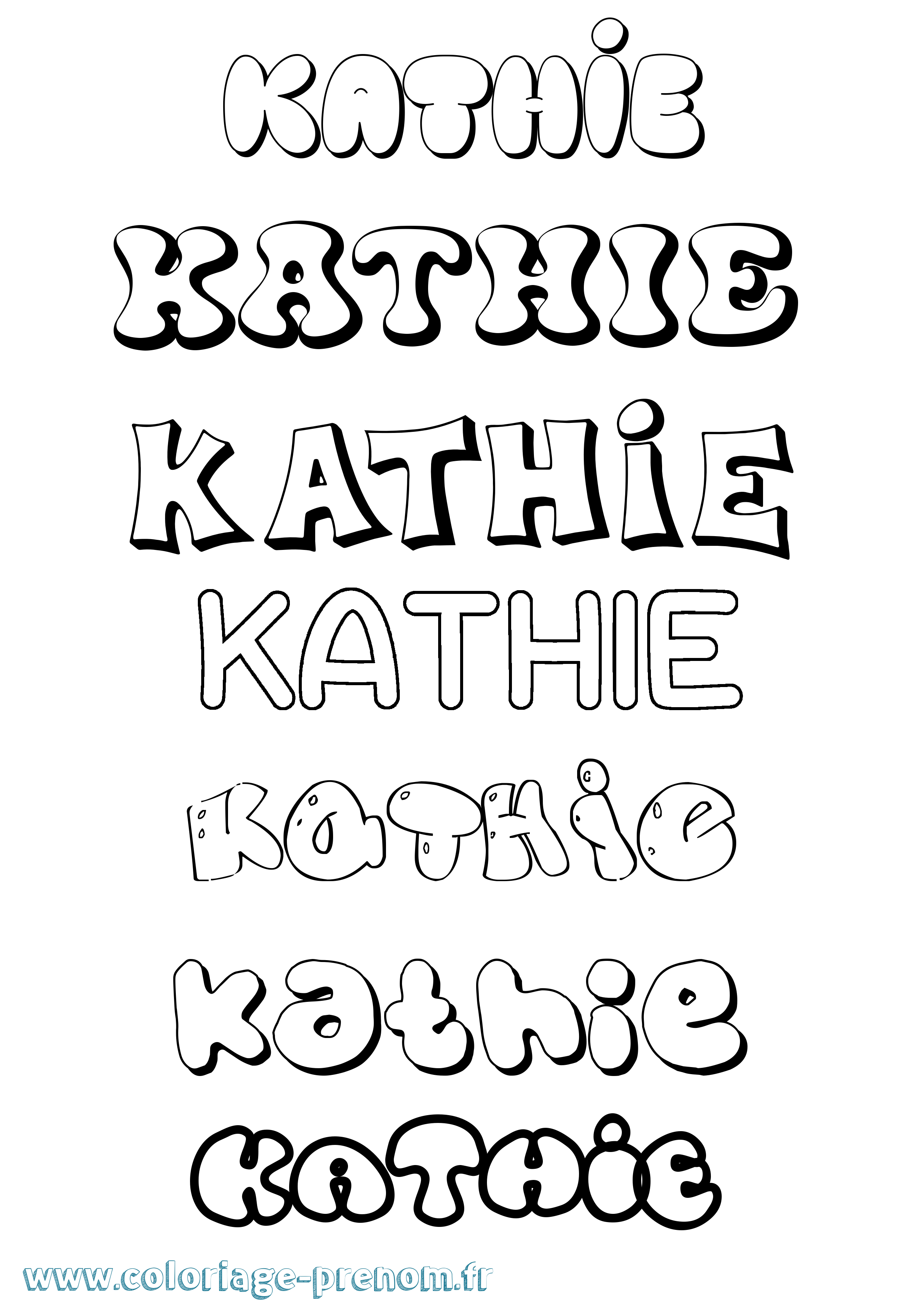 Coloriage Kathie Bubble Coloriage prénom Kathie Bubble