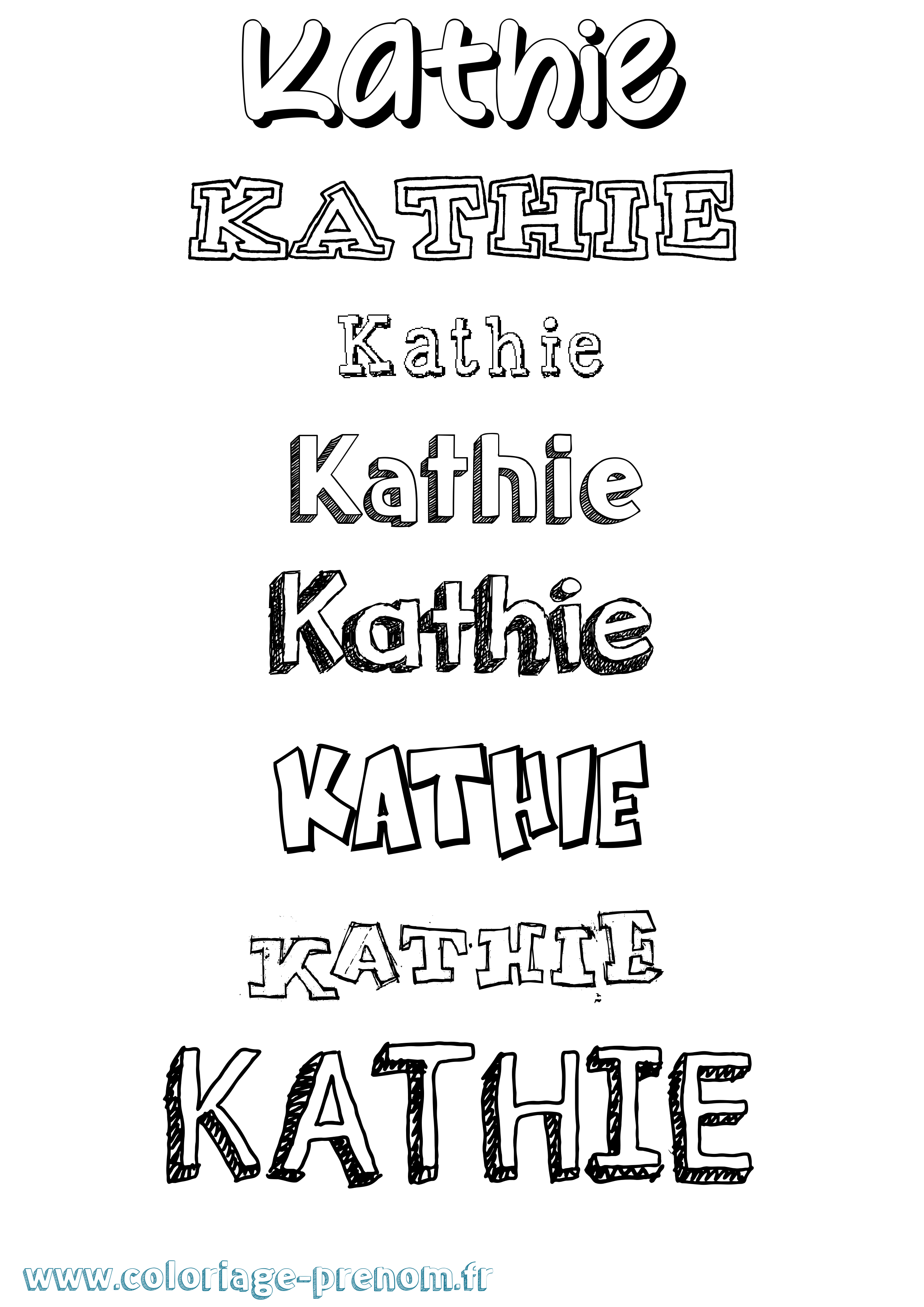 Coloriage Kathie Dessiné Coloriage prénom Kathie Dessiné