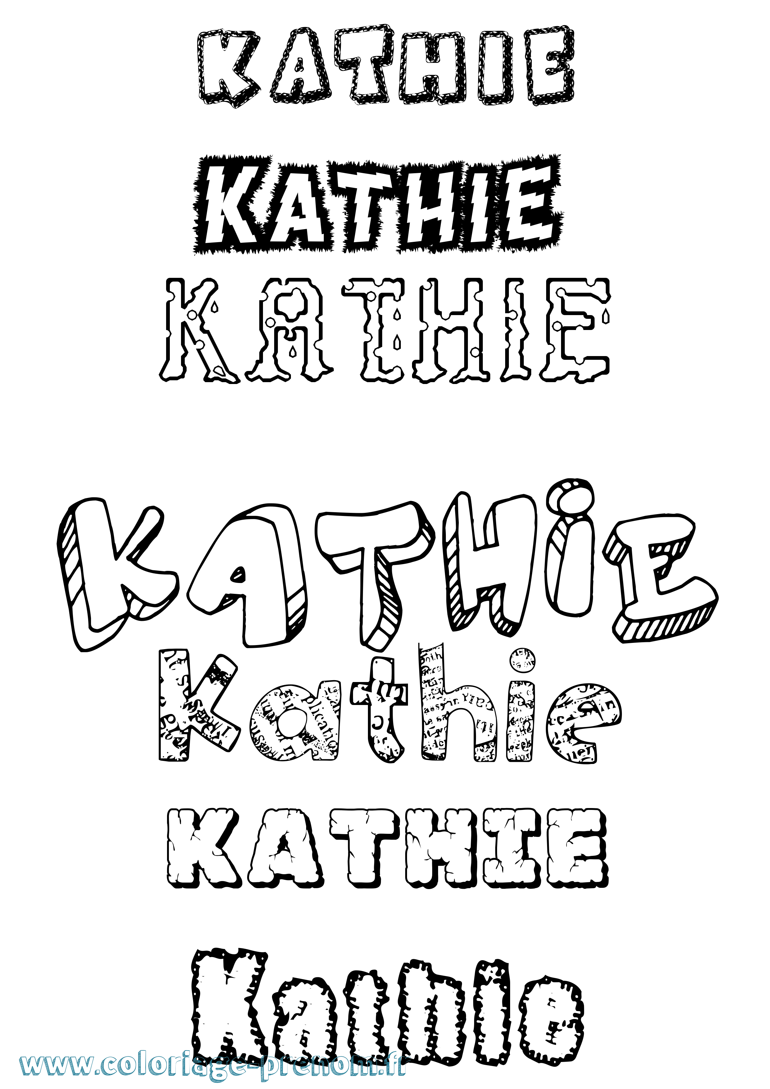 Coloriage Kathie Destructuré Coloriage prénom Kathie Destructuré