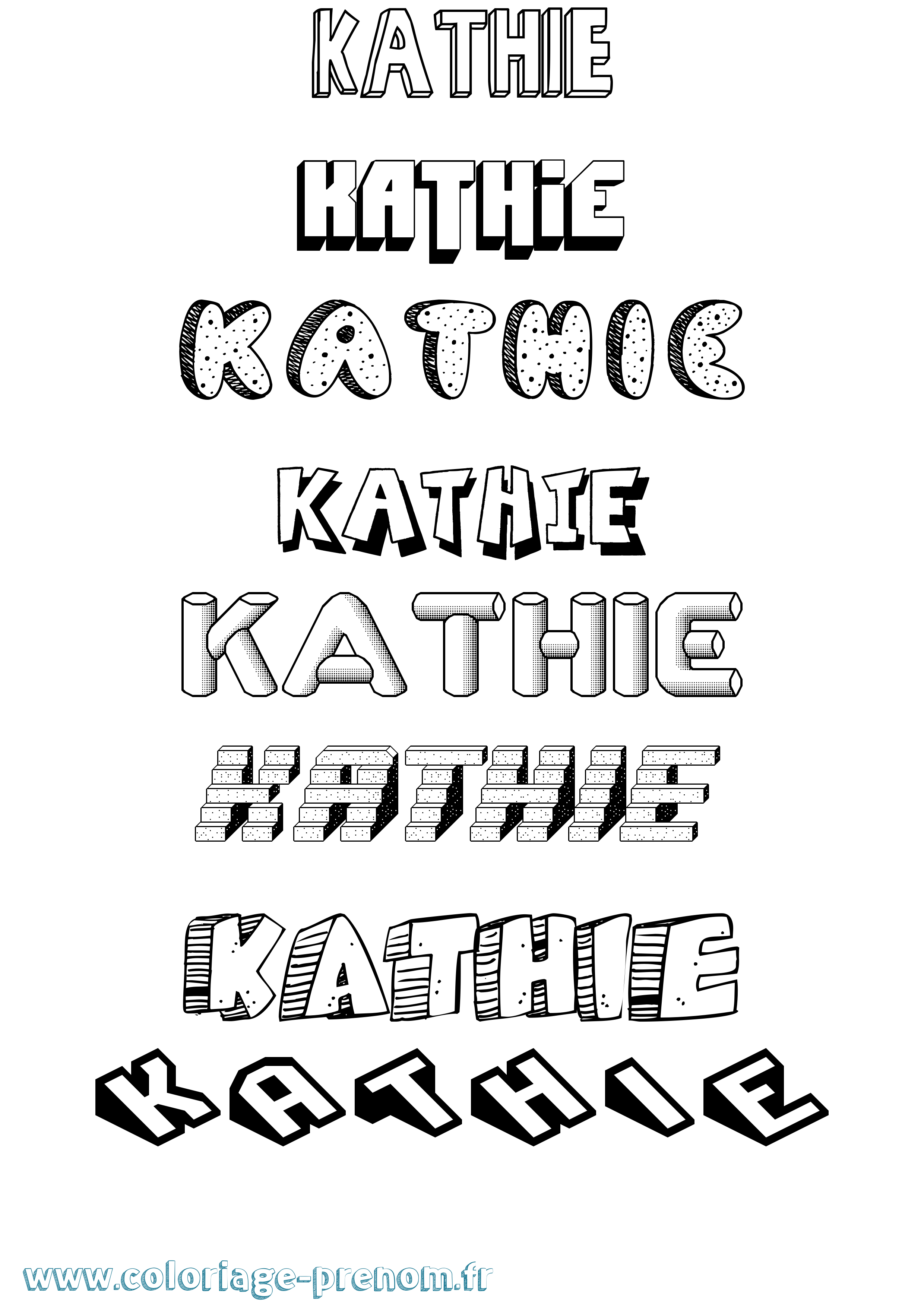 Coloriage Kathie Effet 3D Coloriage prénom Kathie Effet 3D