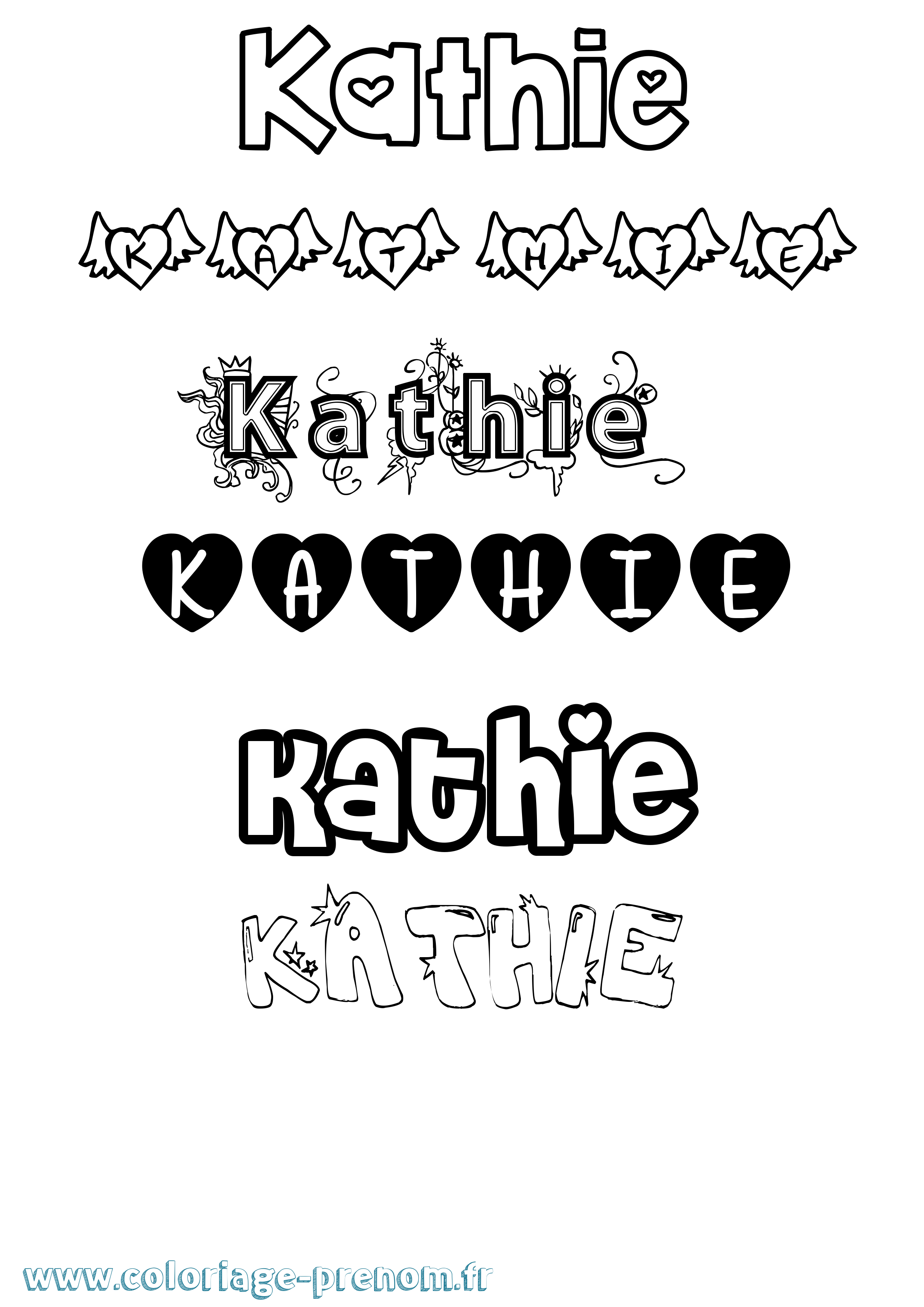 Coloriage Kathie Girly Coloriage prénom Kathie Girly