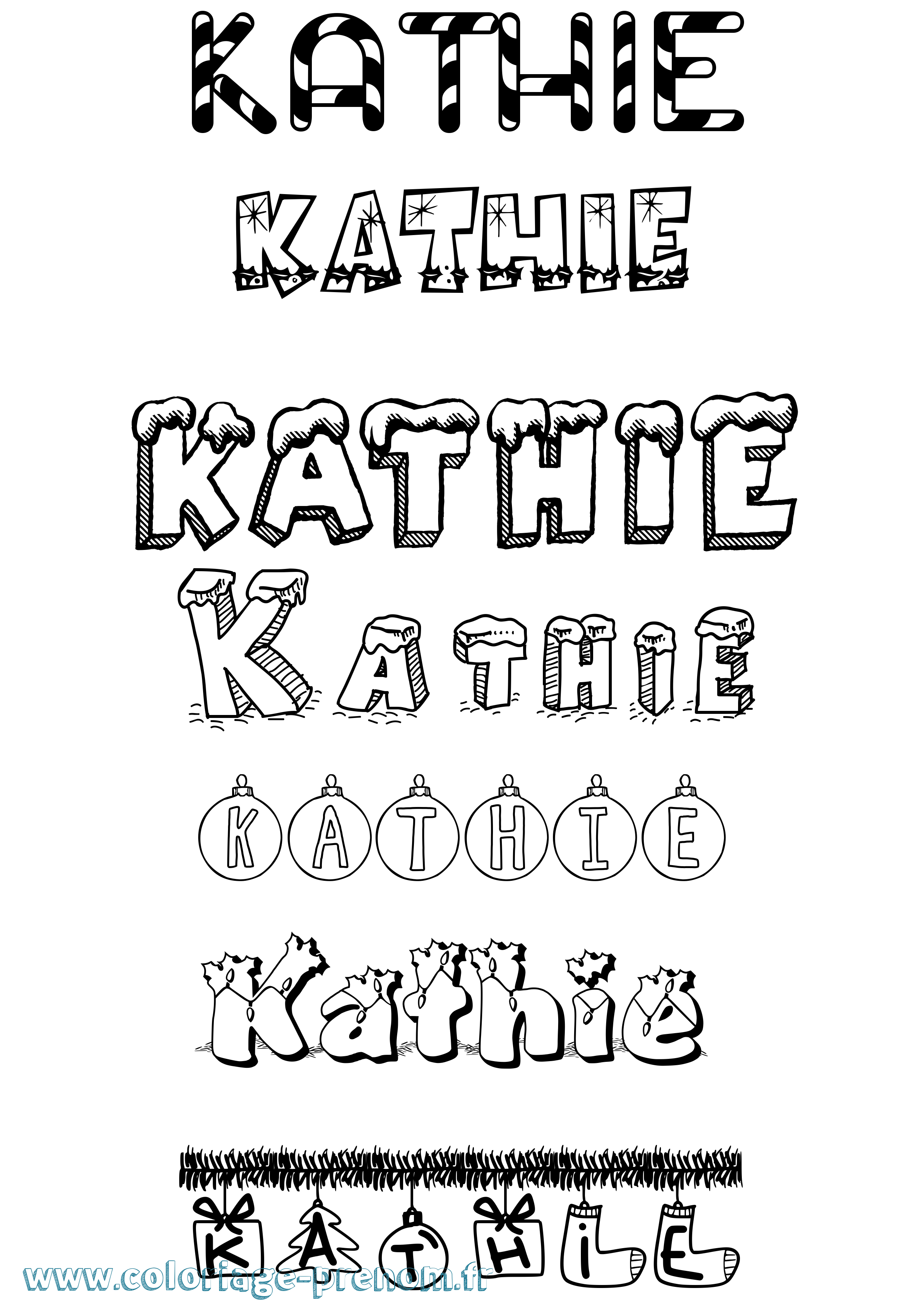 Coloriage Kathie Noël Coloriage prénom Kathie Noël
