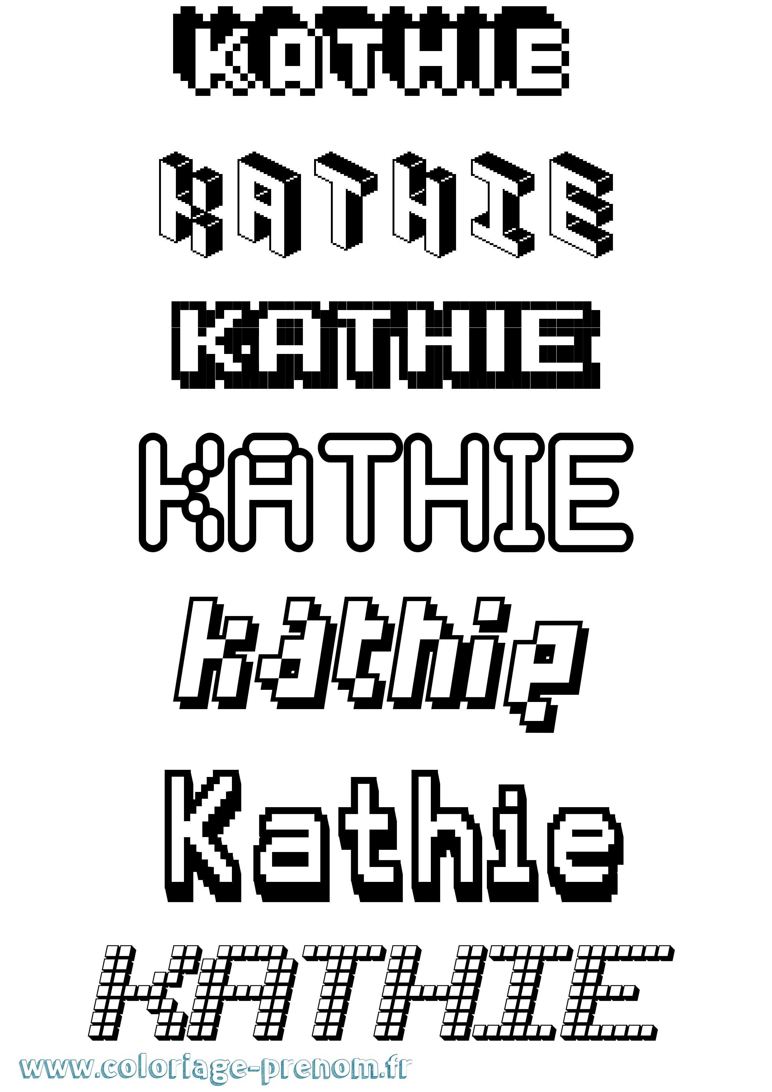 Coloriage Kathie Pixel Coloriage prénom Kathie Pixel