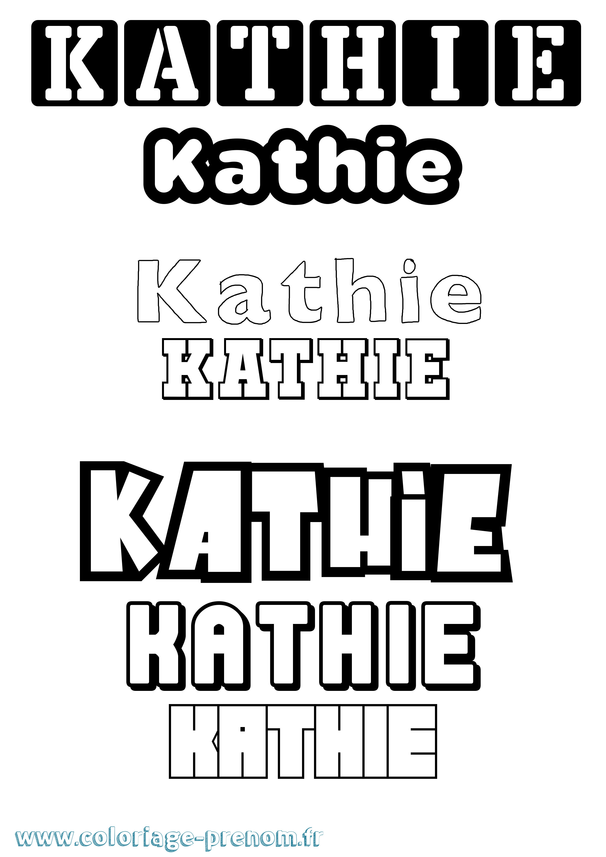 Coloriage Kathie Simple Coloriage prénom Kathie Simple
