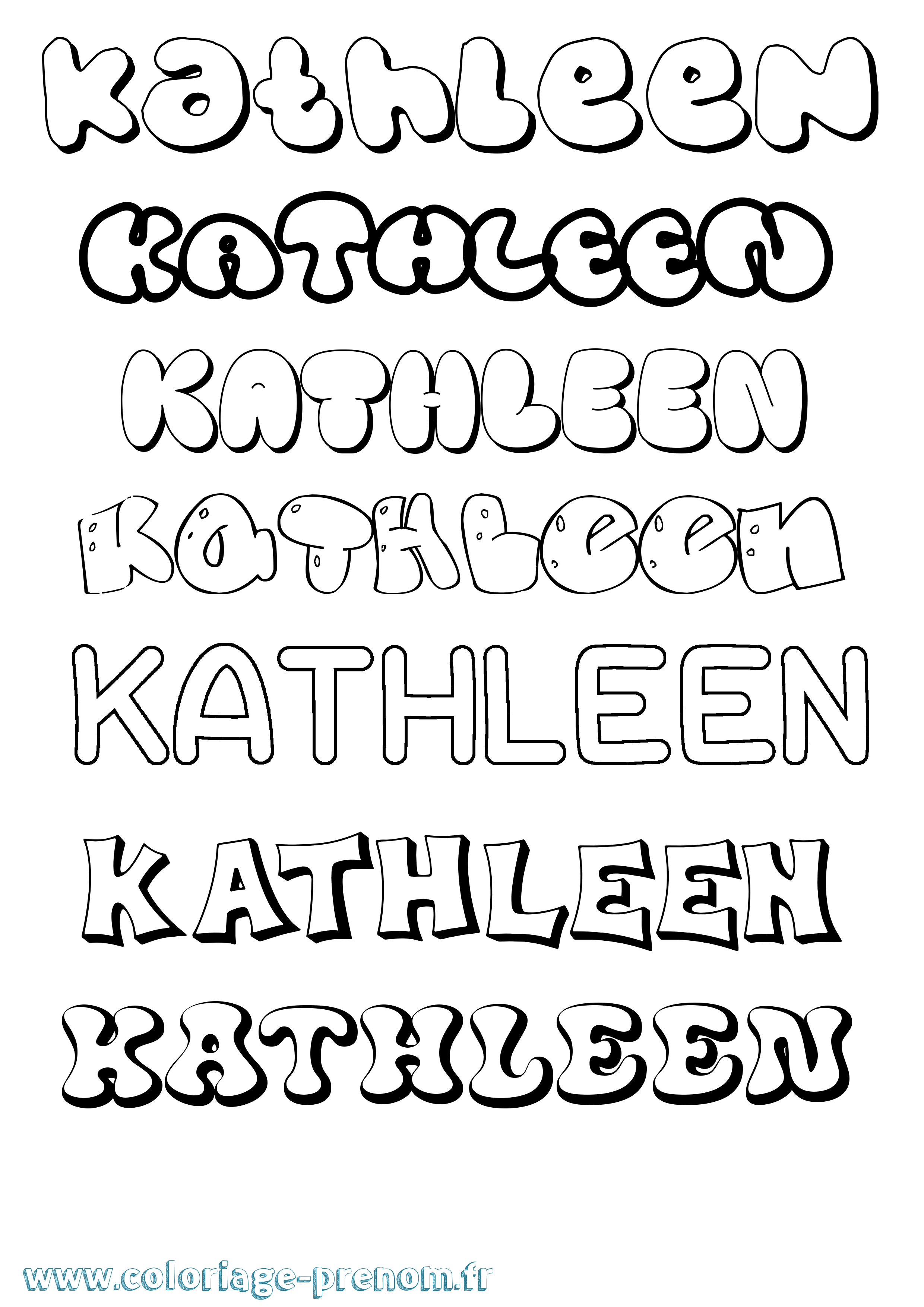 Coloriage prénom Kathleen Bubble