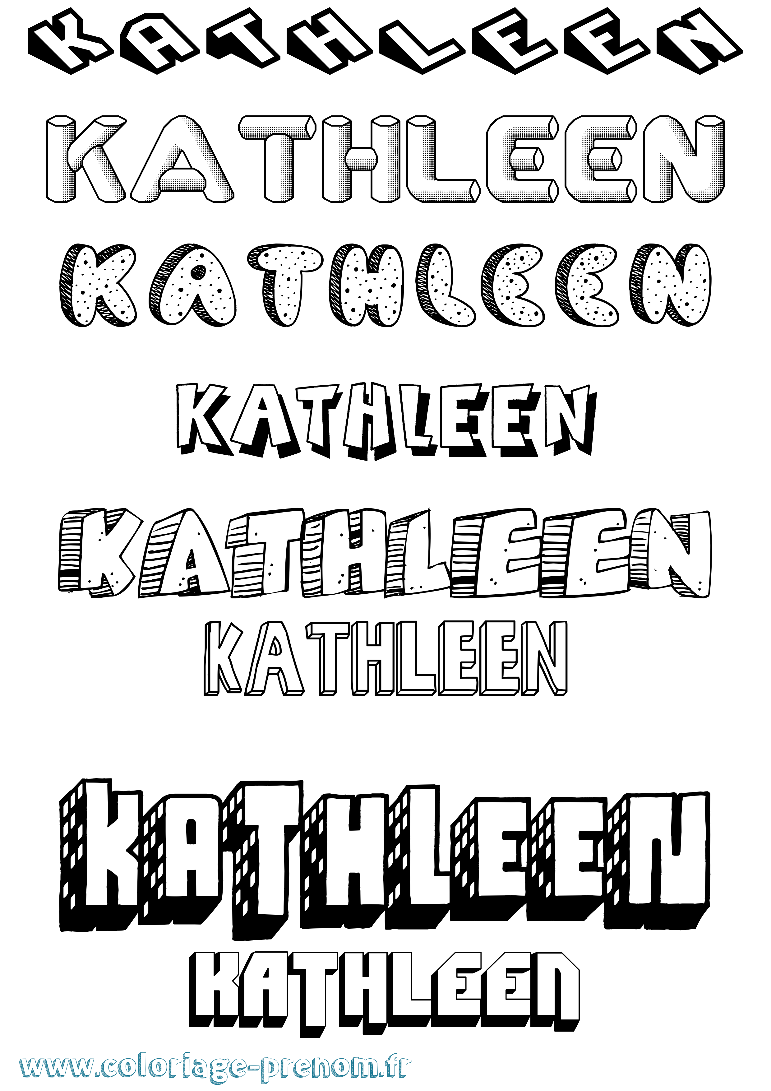 Coloriage prénom Kathleen Effet 3D