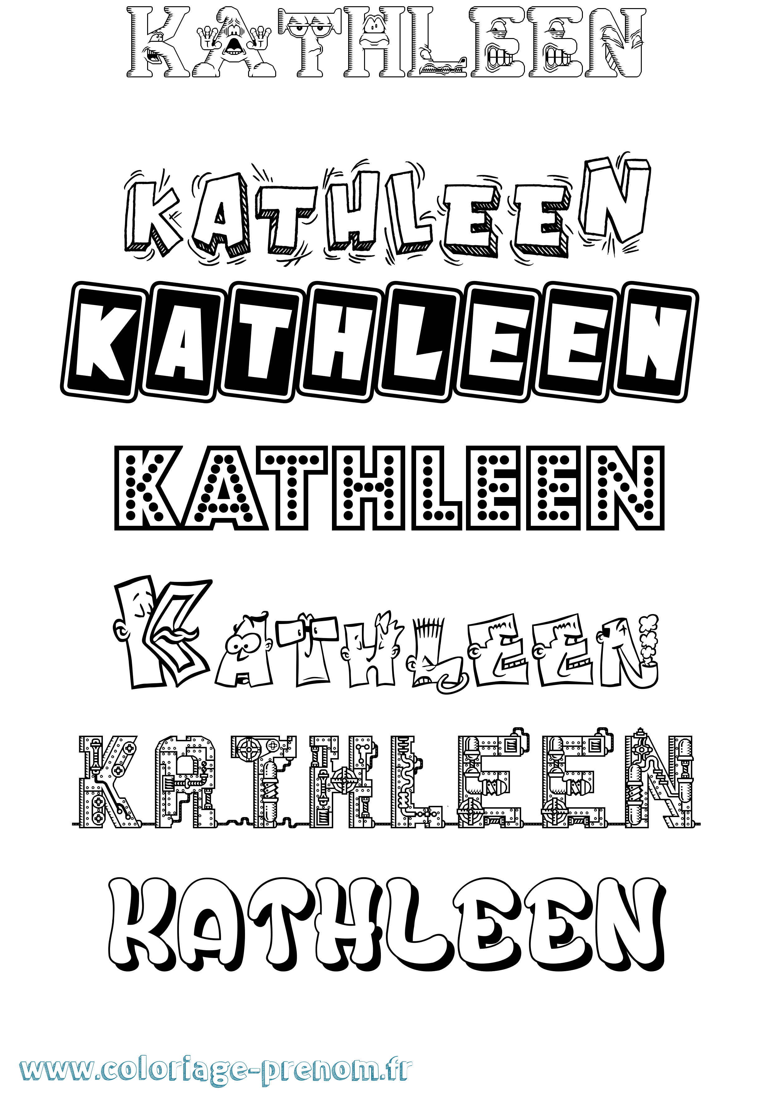 Coloriage prénom Kathleen Fun