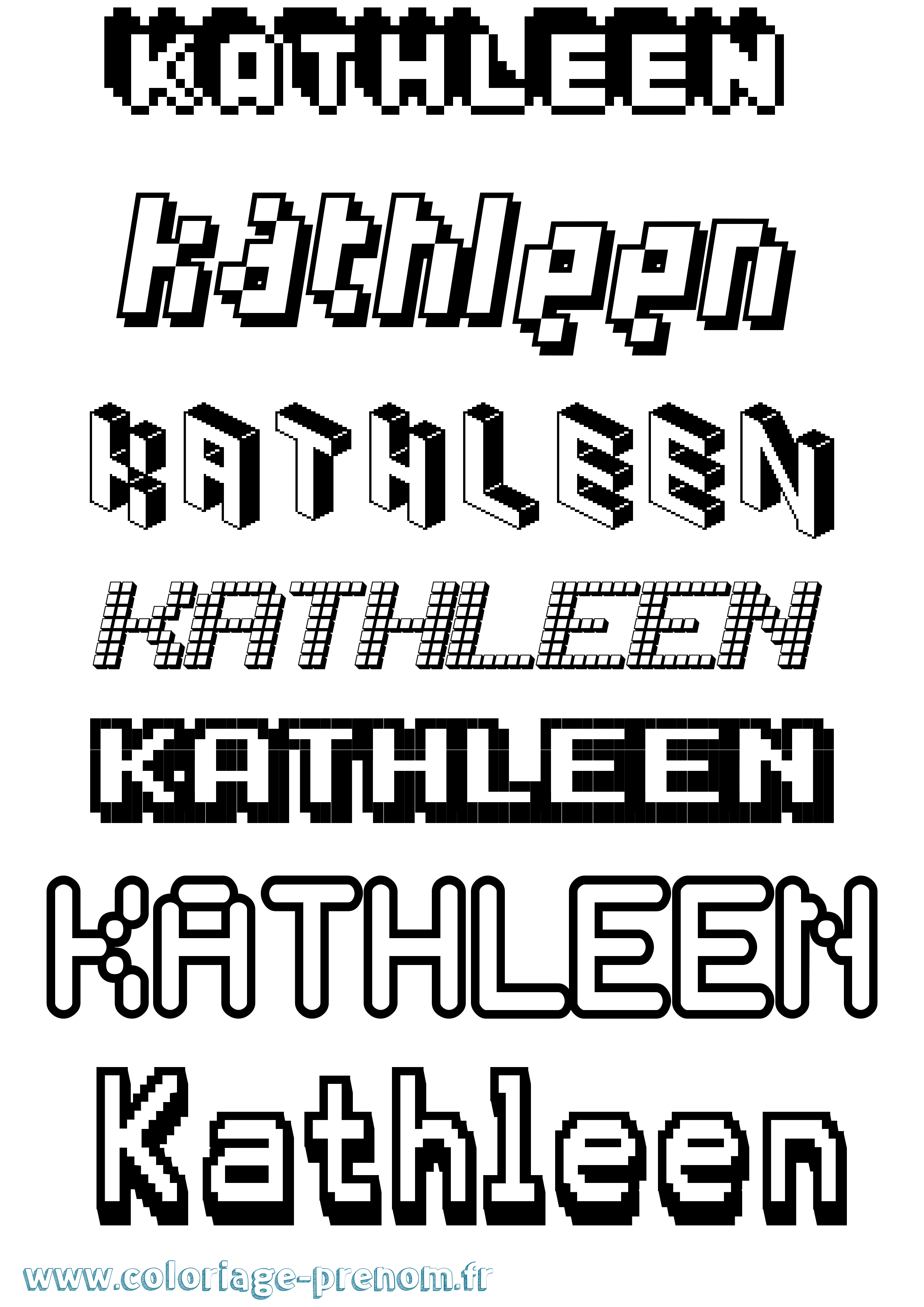 Coloriage prénom Kathleen Pixel