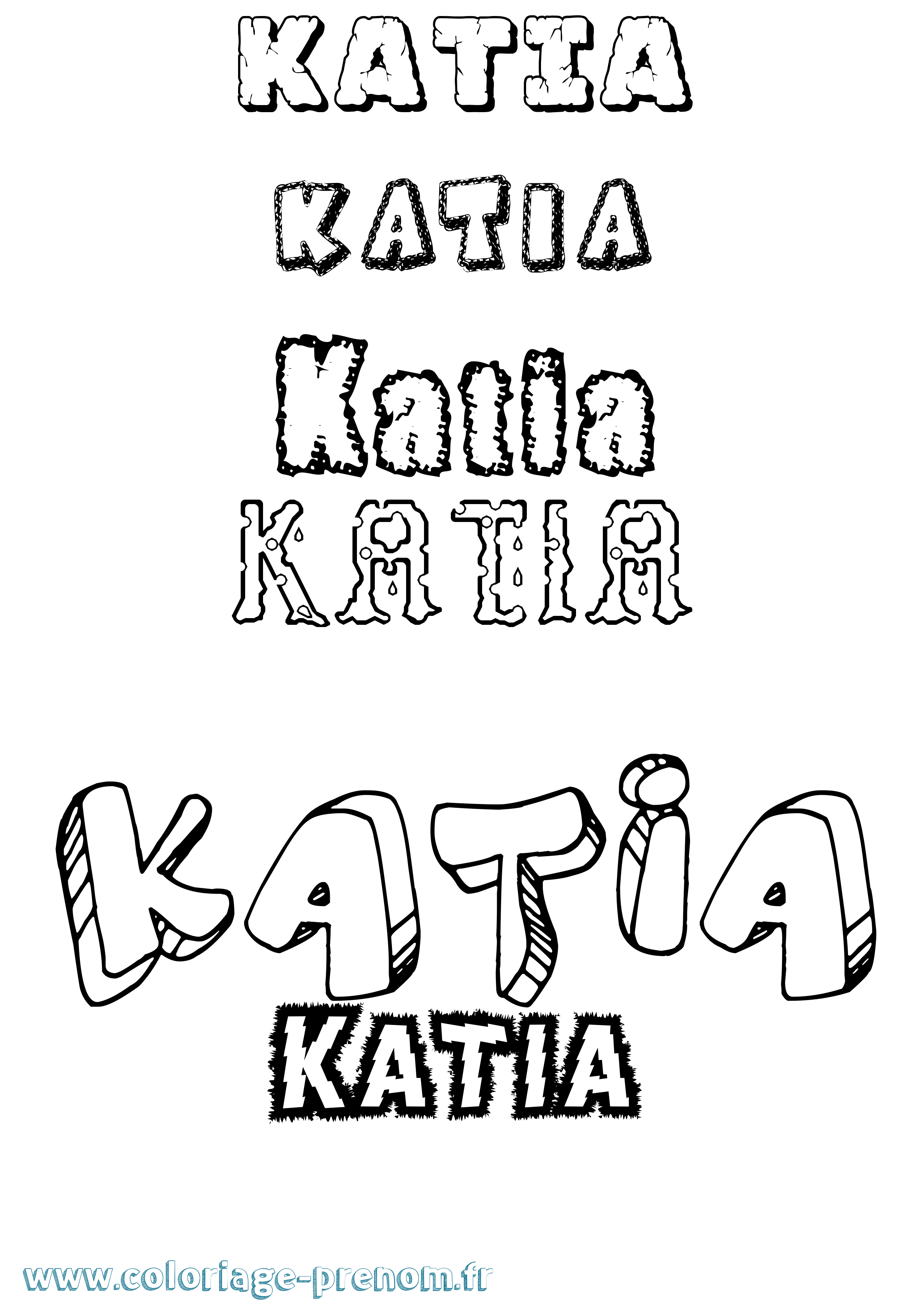 Coloriage prénom Katia
