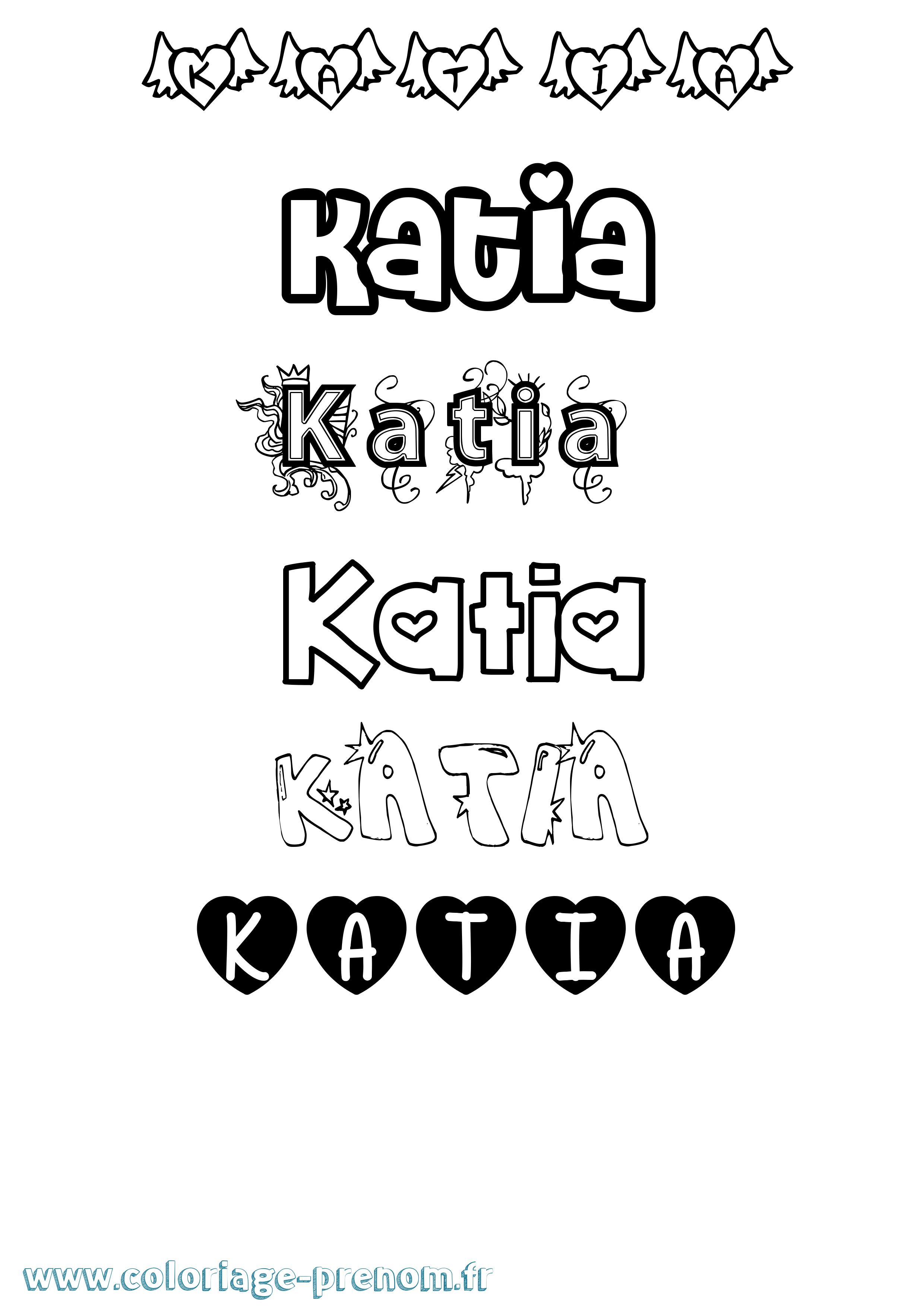 Coloriage prénom Katia