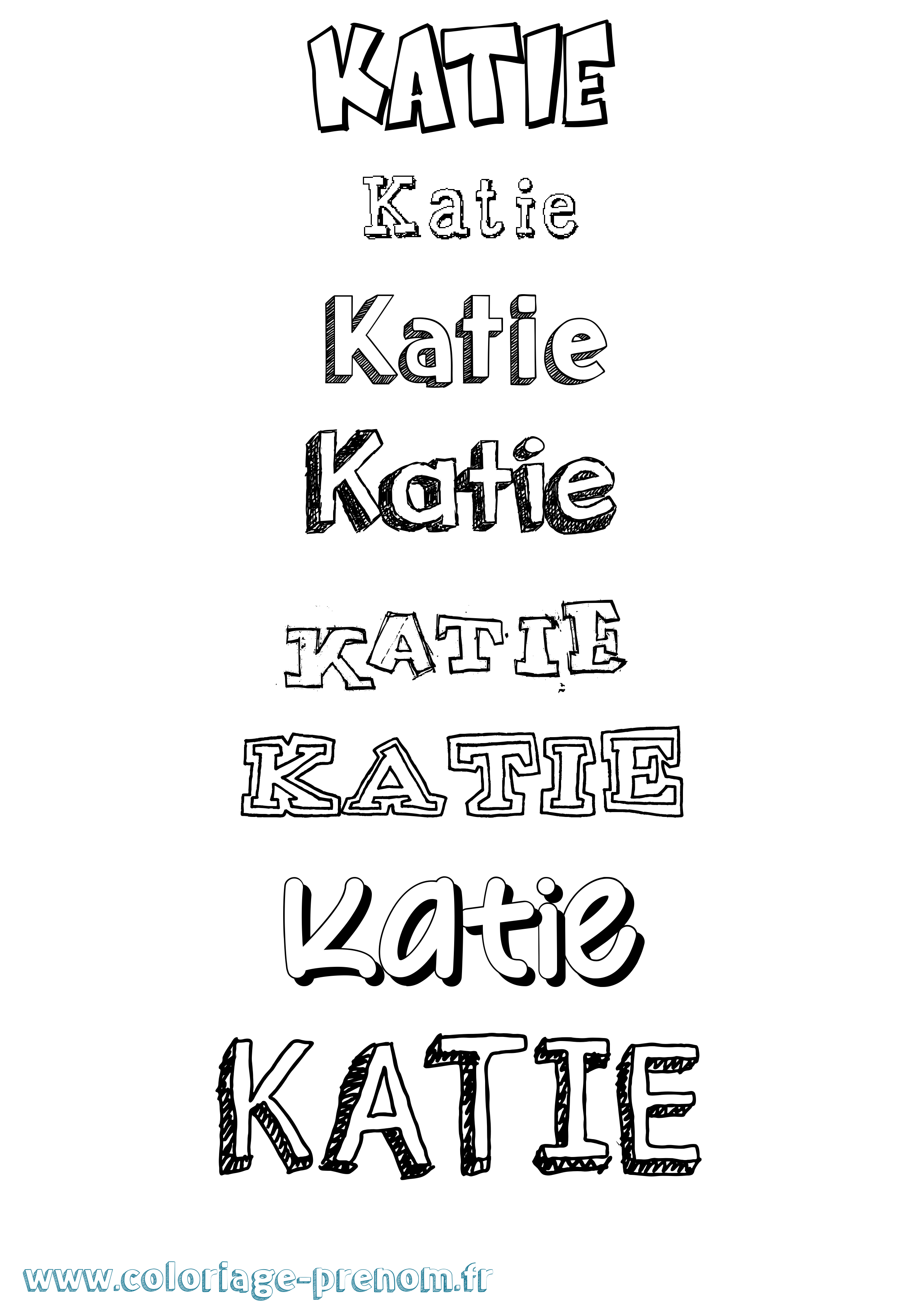 Coloriage Katie Dessiné Coloriage prénom Katie Dessiné
