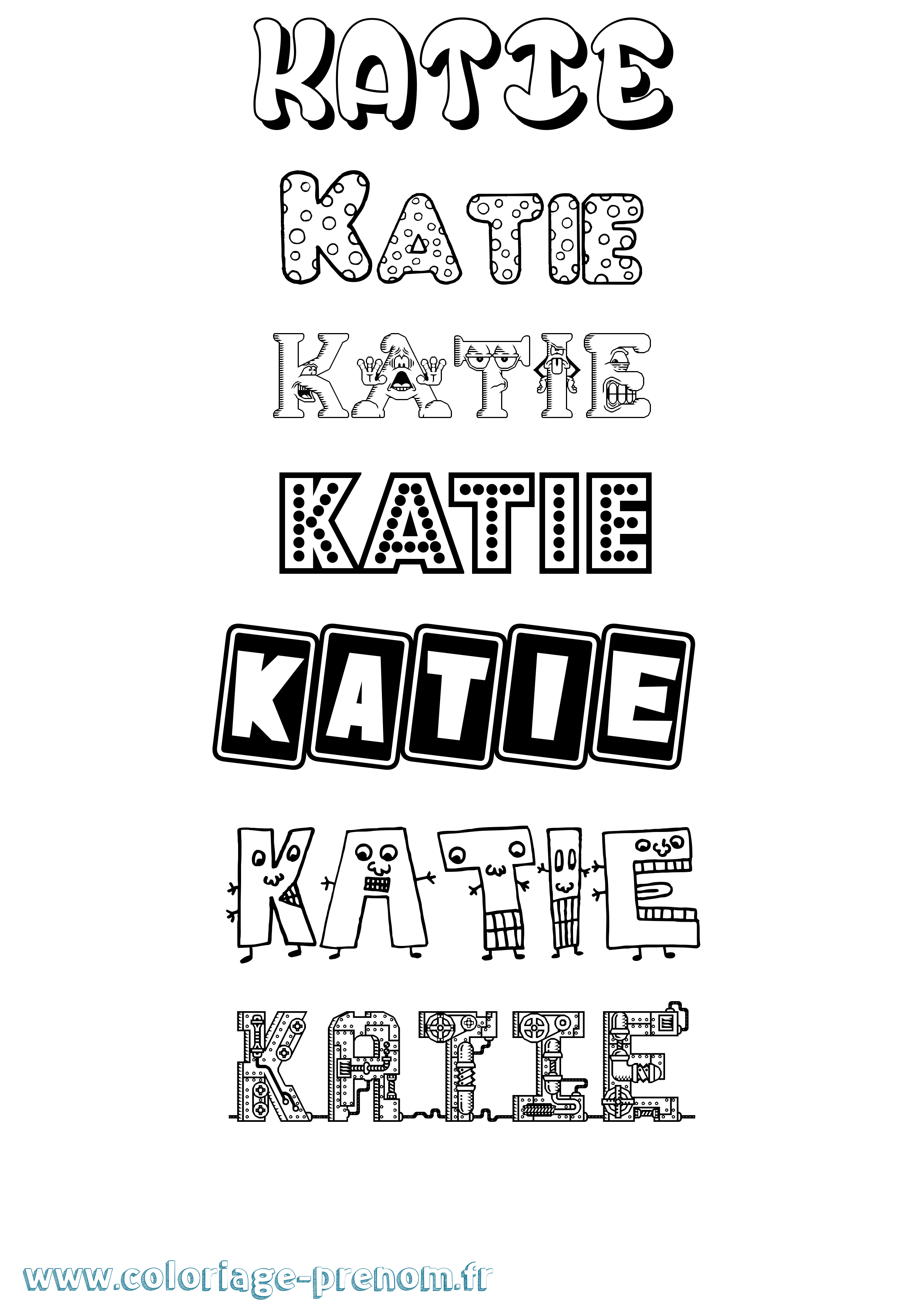 Coloriage Katie Fun Coloriage prénom Katie Fun