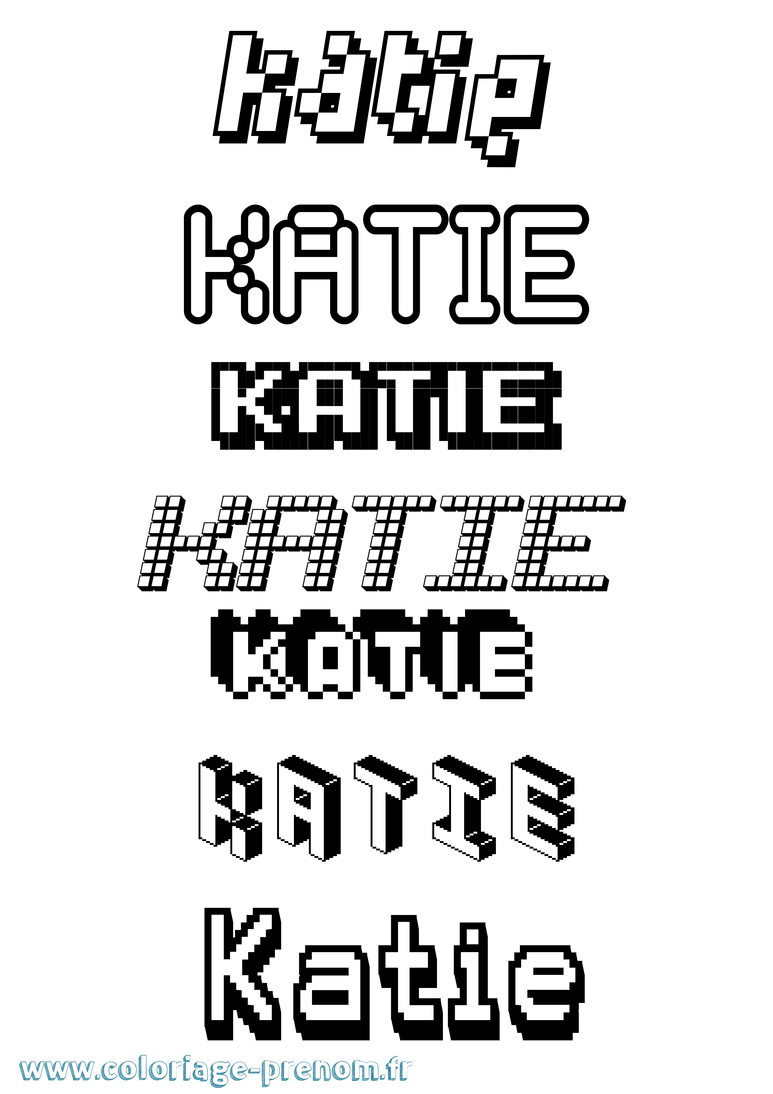 Coloriage Katie Pixel Coloriage prénom Katie Pixel