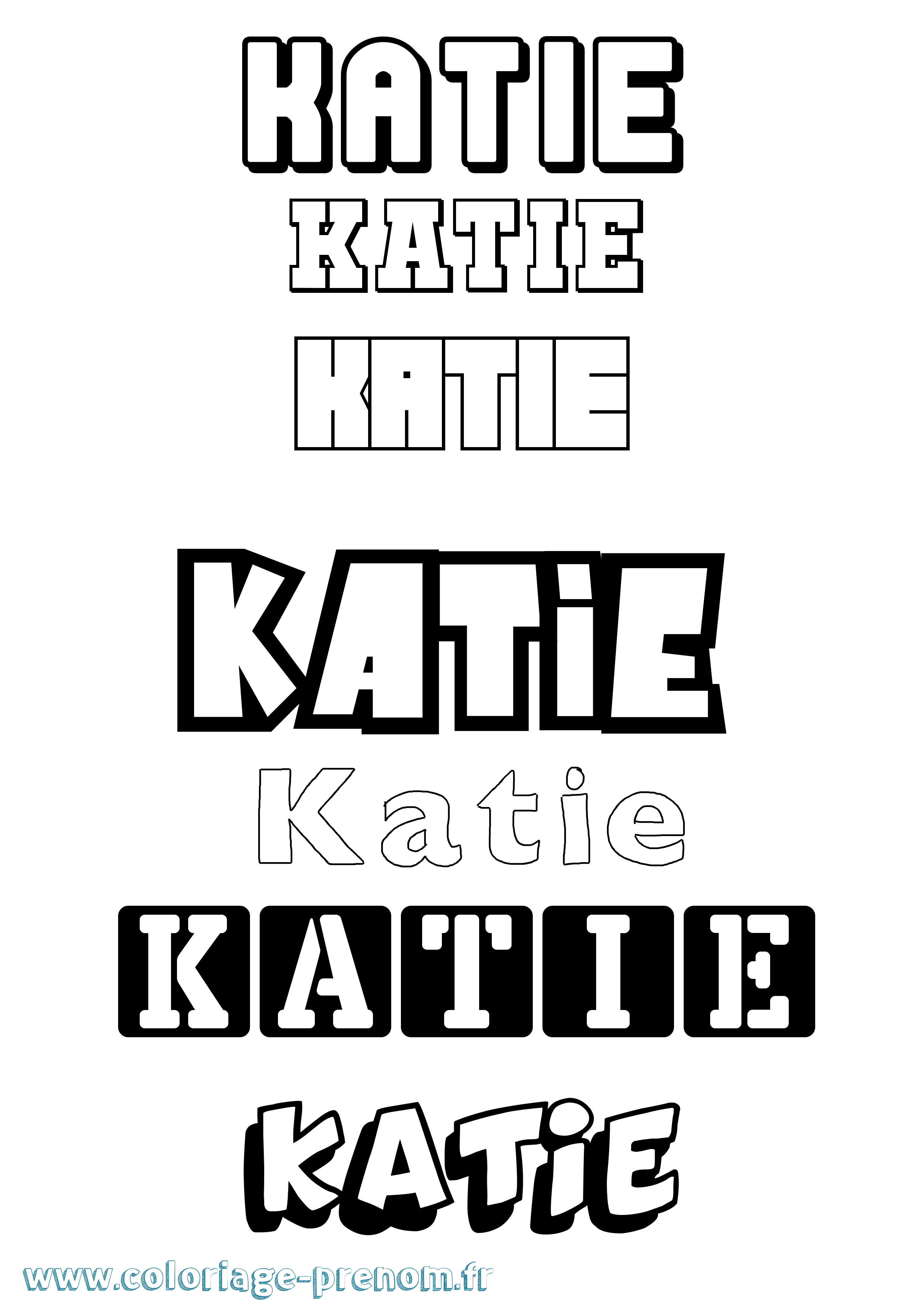 Coloriage Katie Simple Coloriage prénom Katie Simple