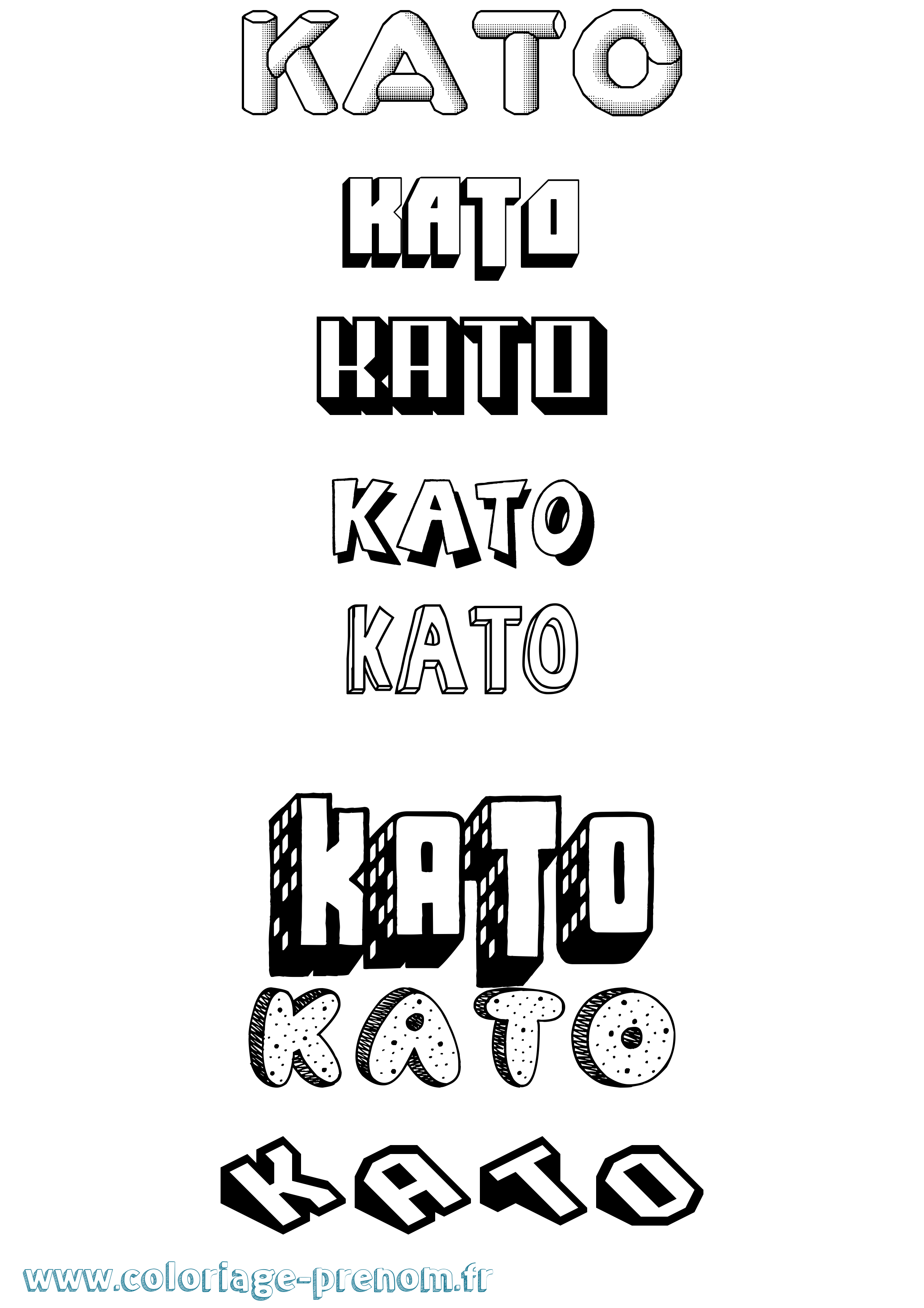 Coloriage prénom Kato Effet 3D