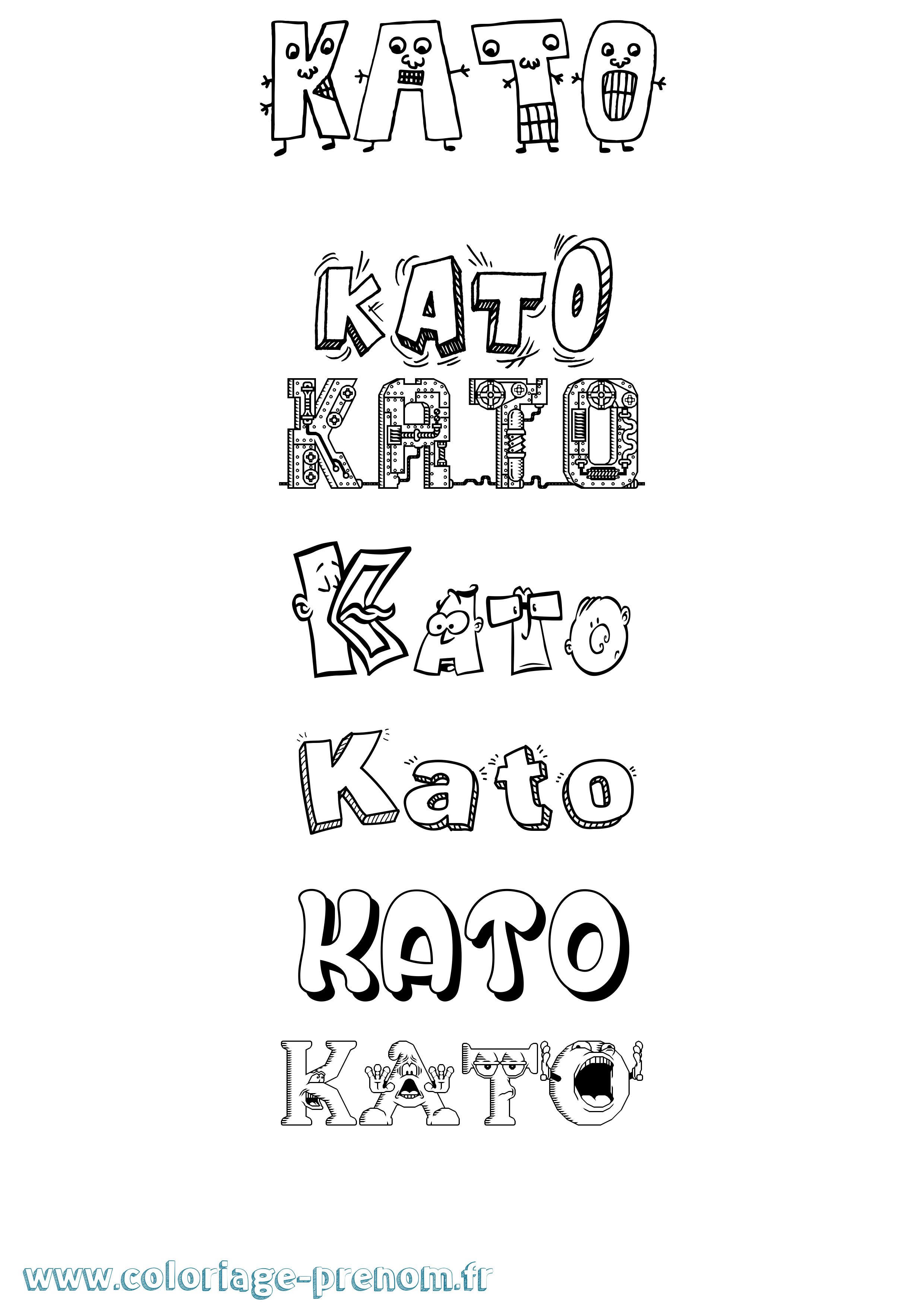 Coloriage prénom Kato Fun
