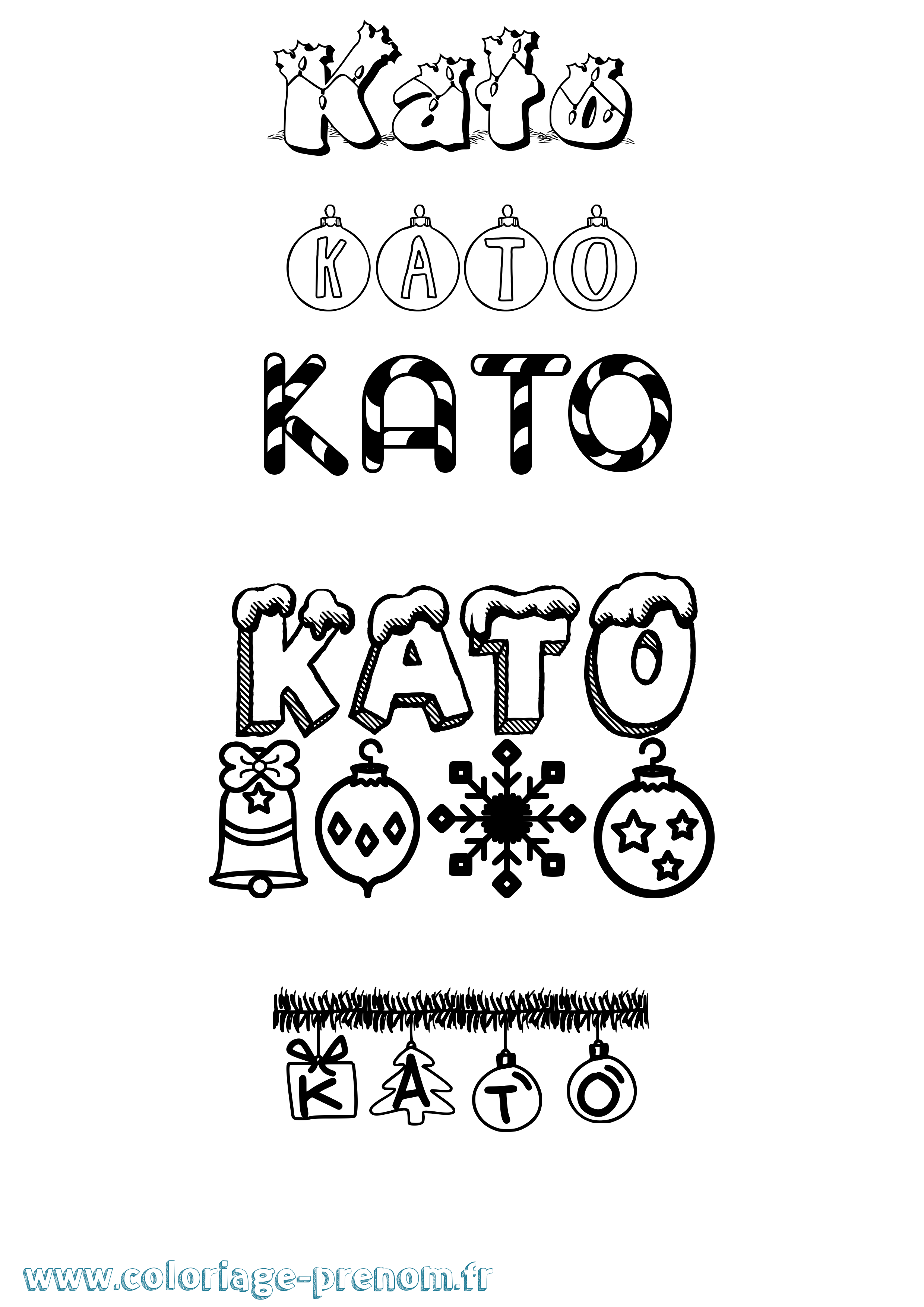 Coloriage prénom Kato Noël