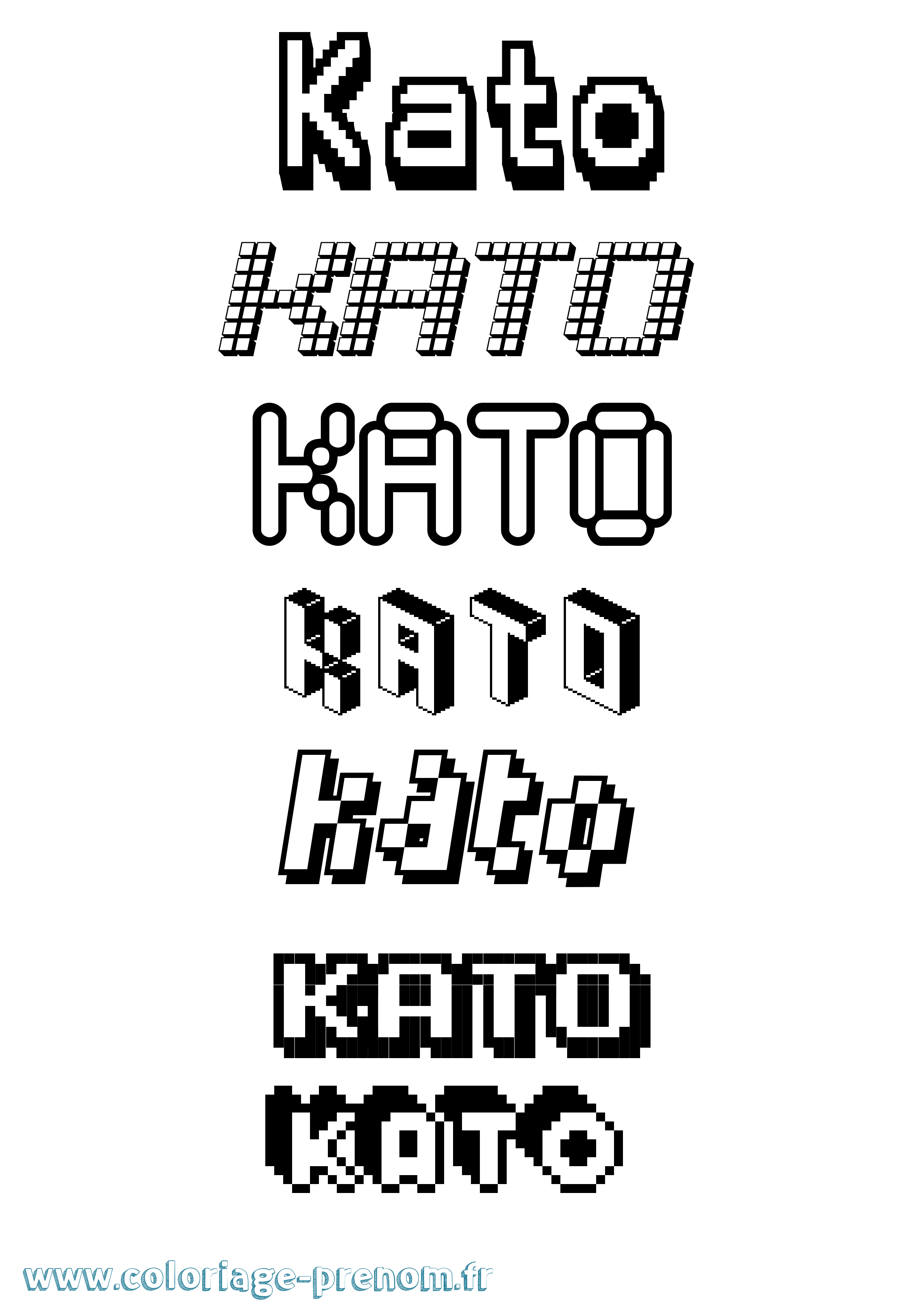 Coloriage prénom Kato Pixel
