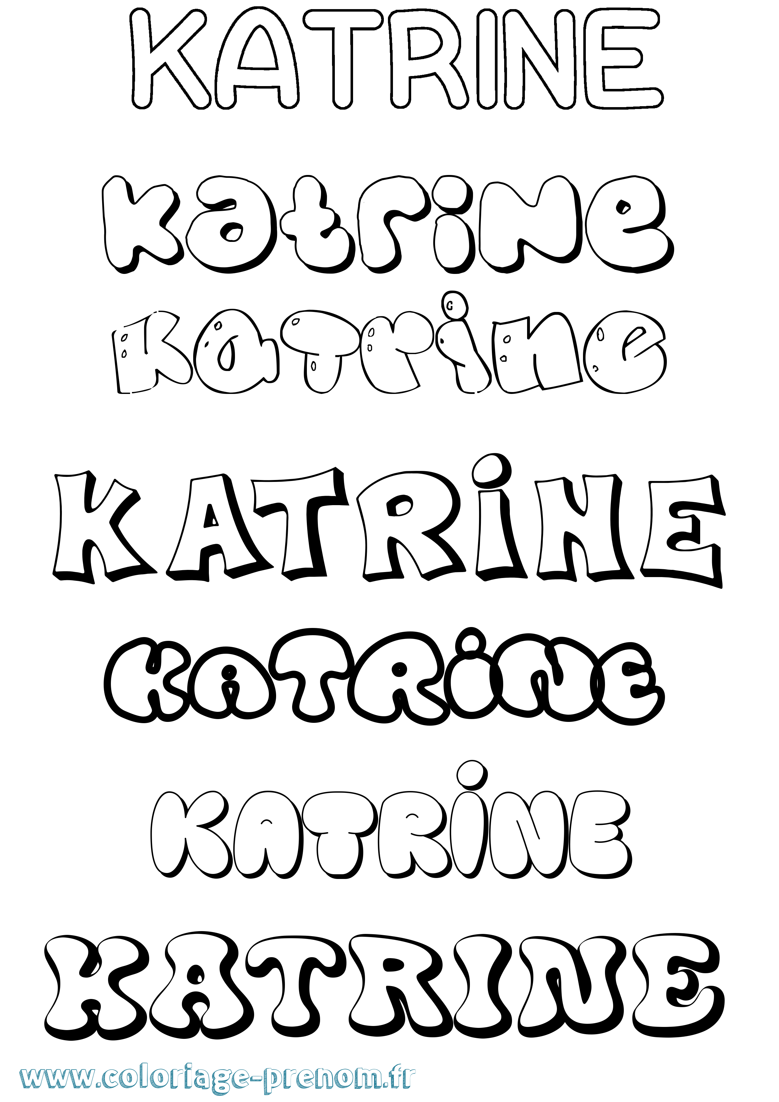 Coloriage prénom Katrine Bubble