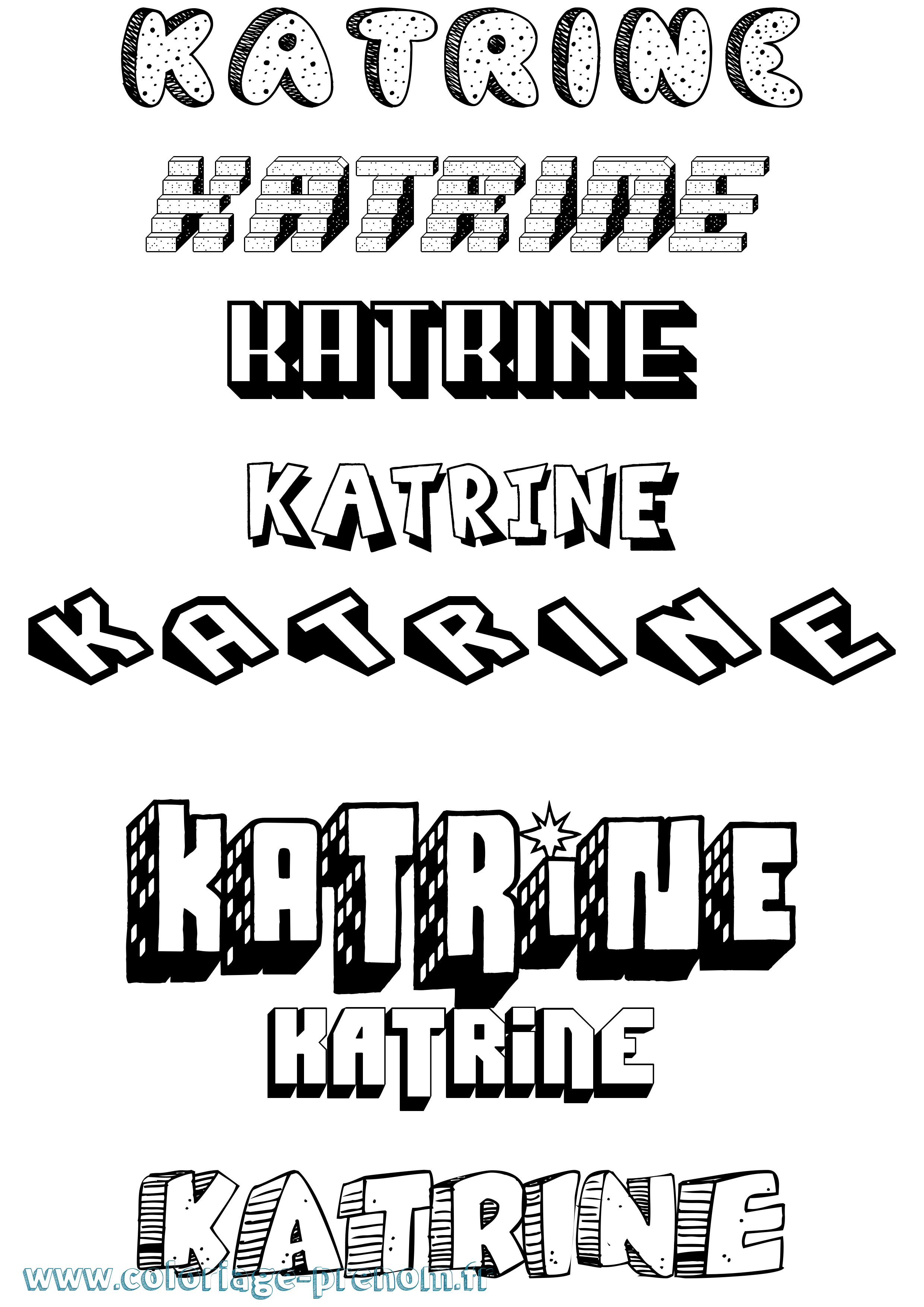 Coloriage Katrine Effet 3D Coloriage prénom Katrine Effet 3D