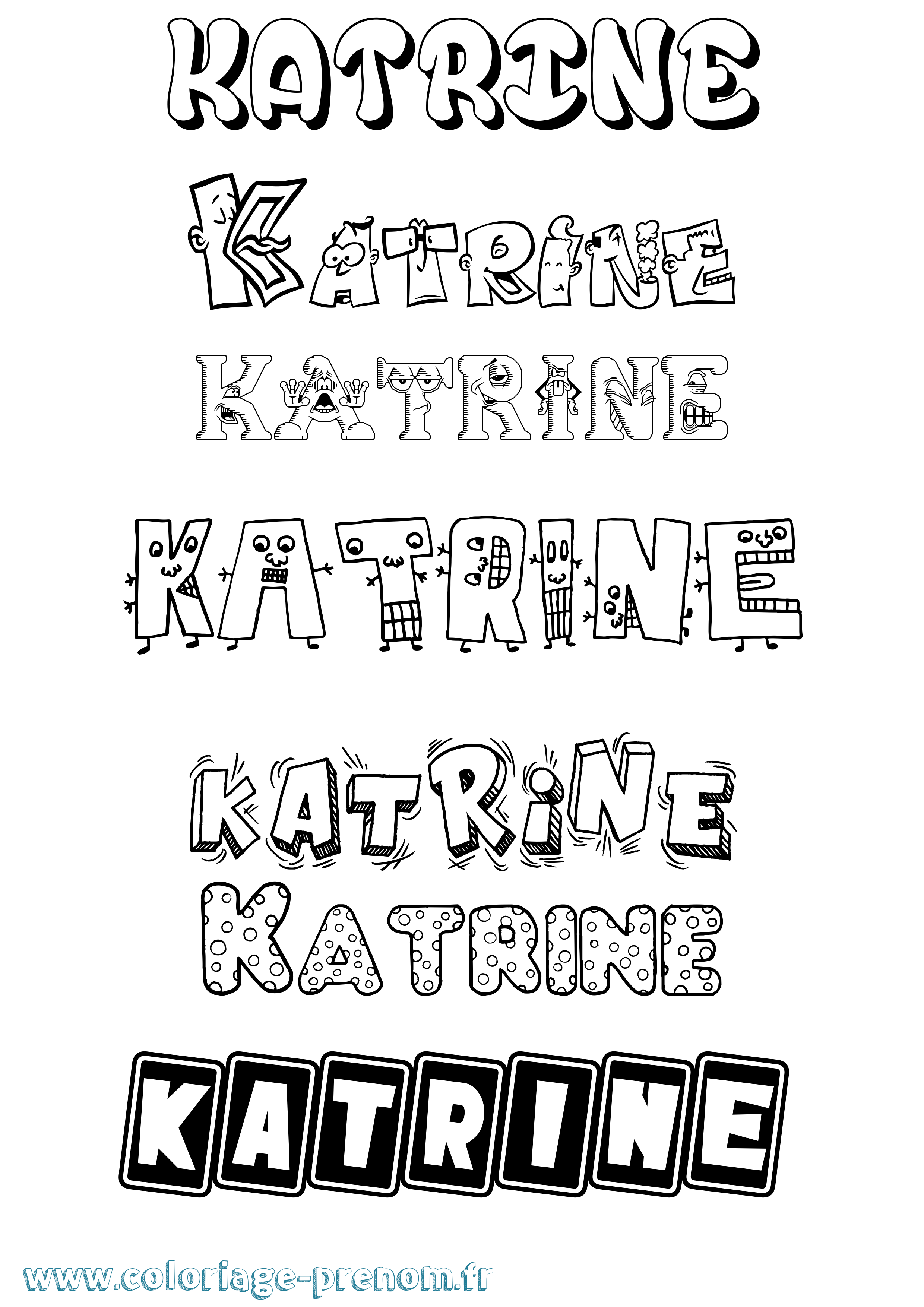 Coloriage prénom Katrine Fun