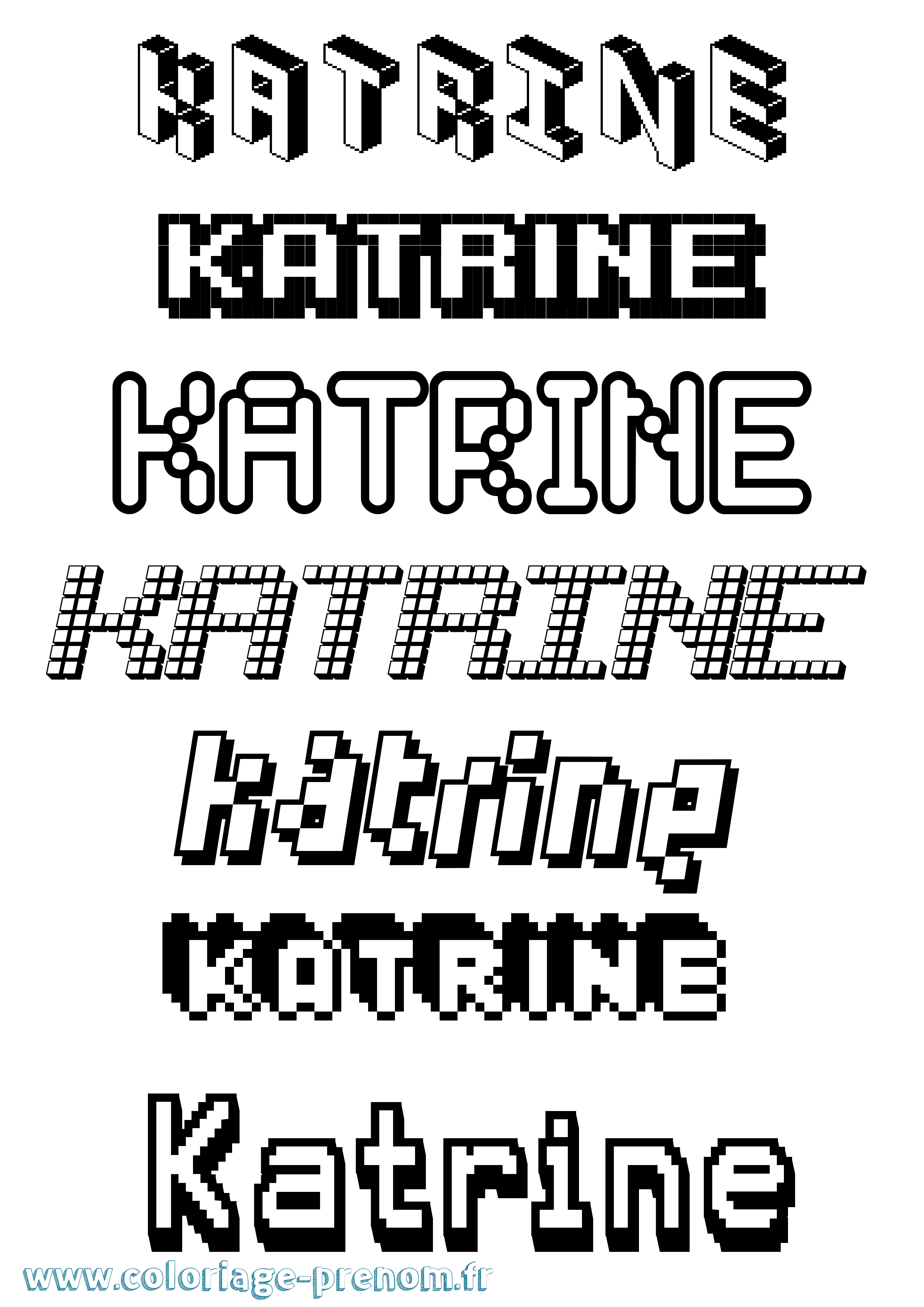 Coloriage Katrine Pixel Coloriage prénom Katrine Pixel