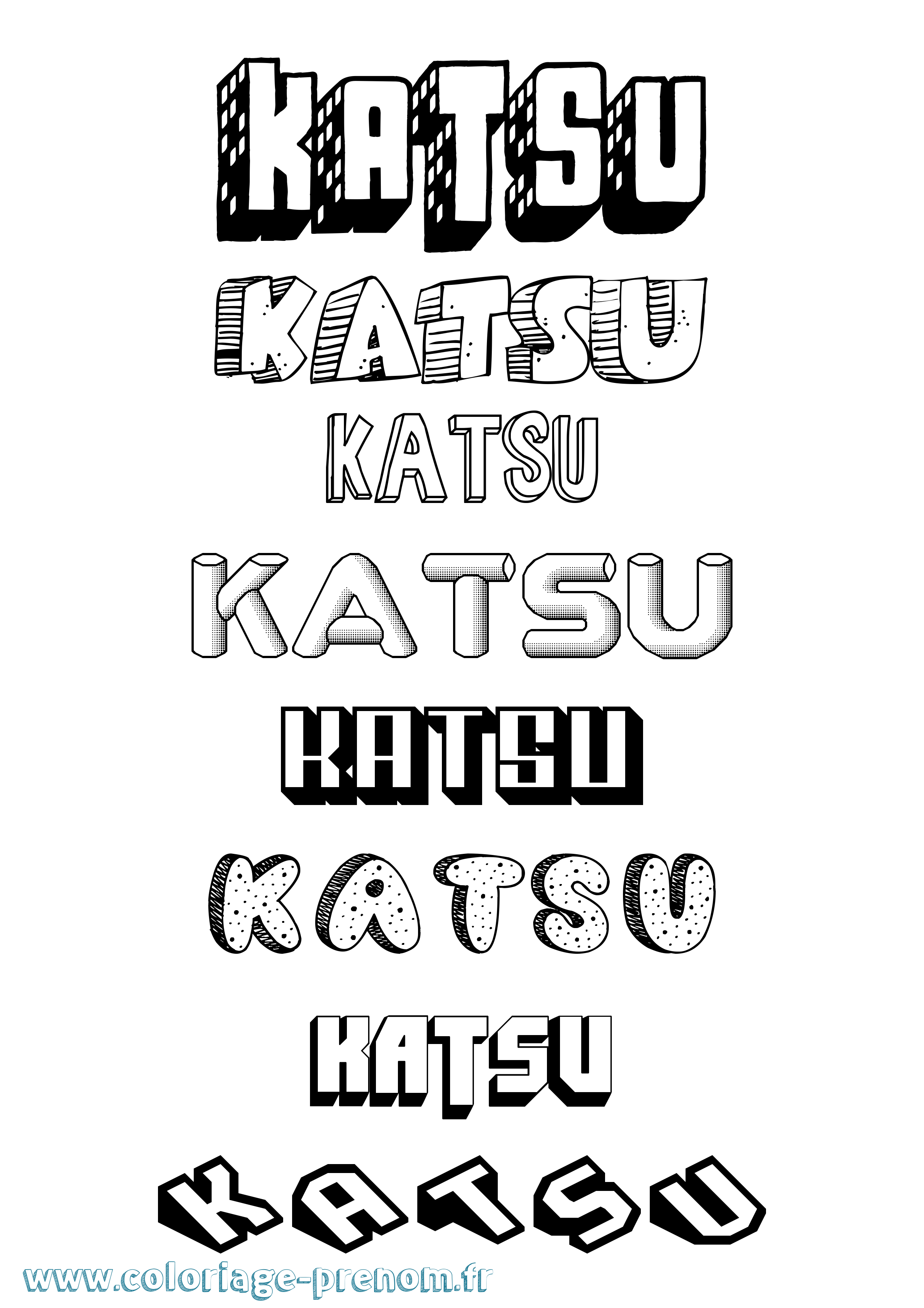 Coloriage prénom Katsu Effet 3D